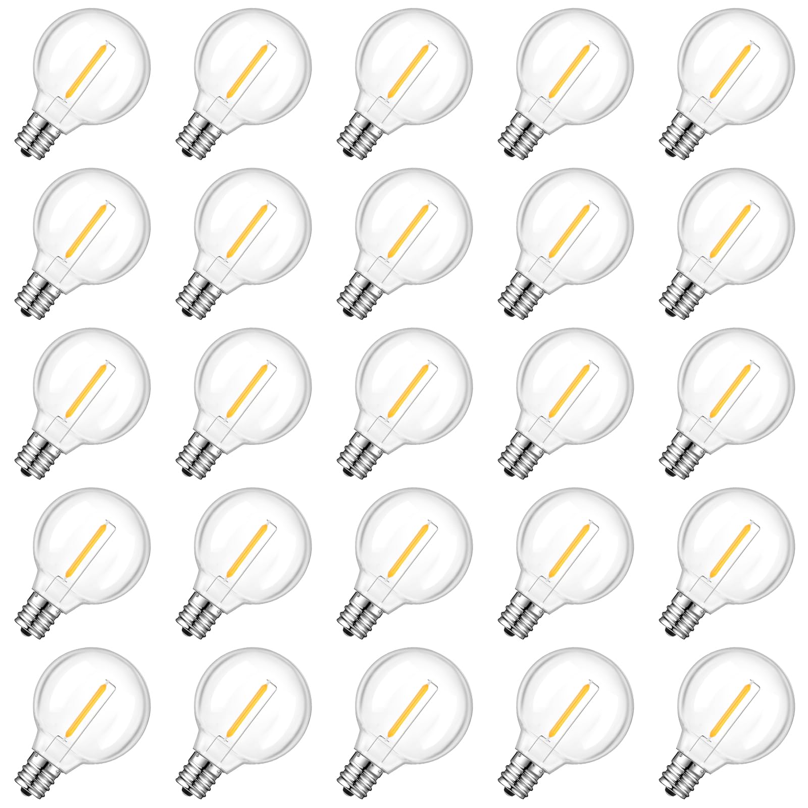Gvvoohome G40 Led Replacement Light Bulbs 24+1 Pack, E12 Screw Base Waterproof Globe Bulbs Light For Indoor Outdoor String Light