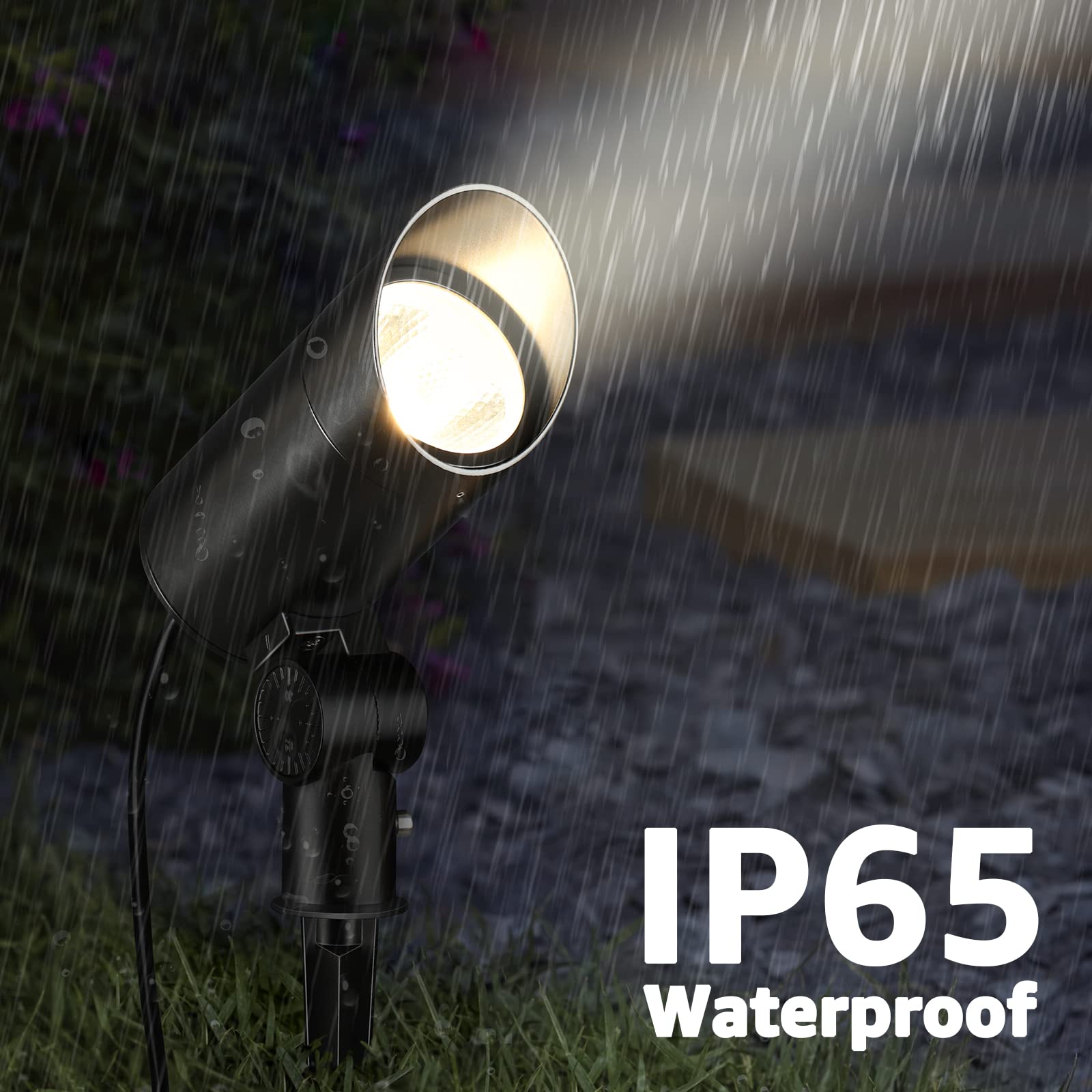 SUNVIE 30W LED Spotlight with Photocell Sensor, 3000K, Waterproof, Black, Model CHWP30A01, 6FT Cord for Outdoor Landscape Lighting