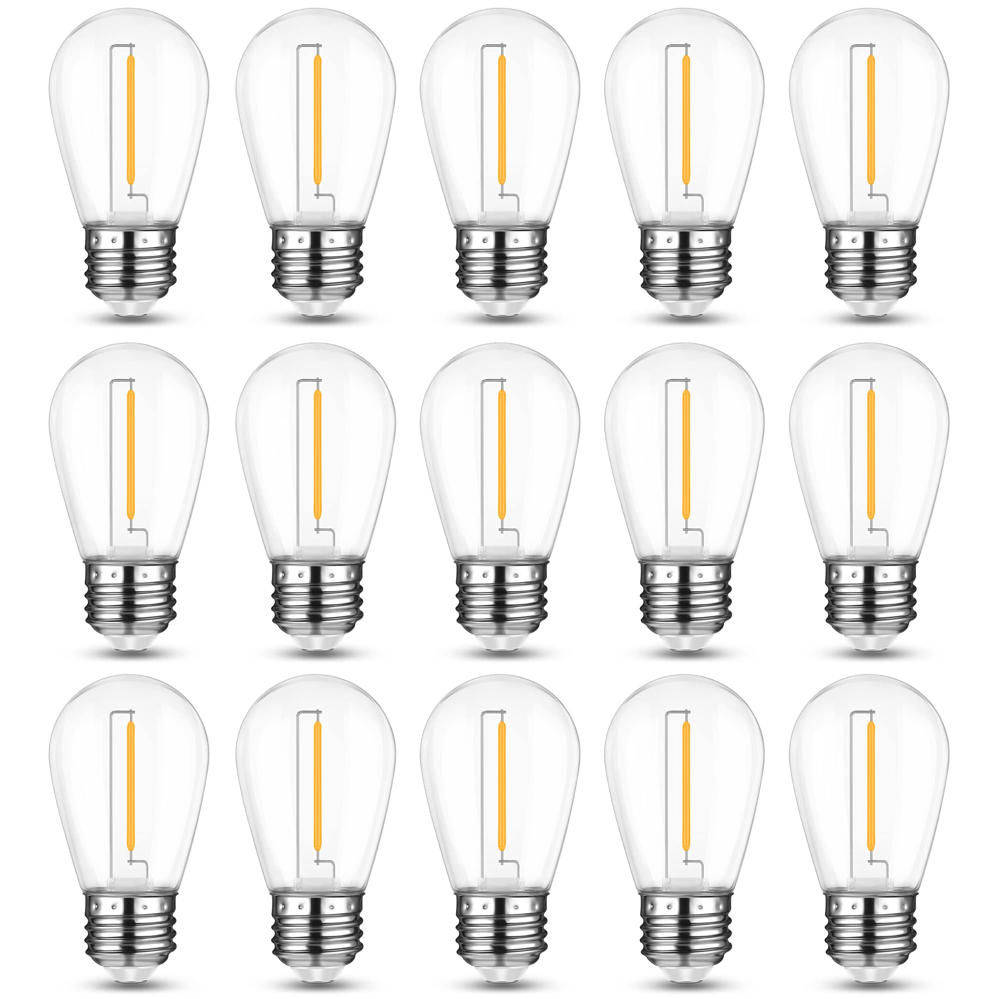 Mlambert LED String Light Bulbs,Shatterproof Outdoor String S14 Replacement Light Bulb,Waterproof 1W LED Edison Bulb Equal to 11W,Warm White,Not Solar