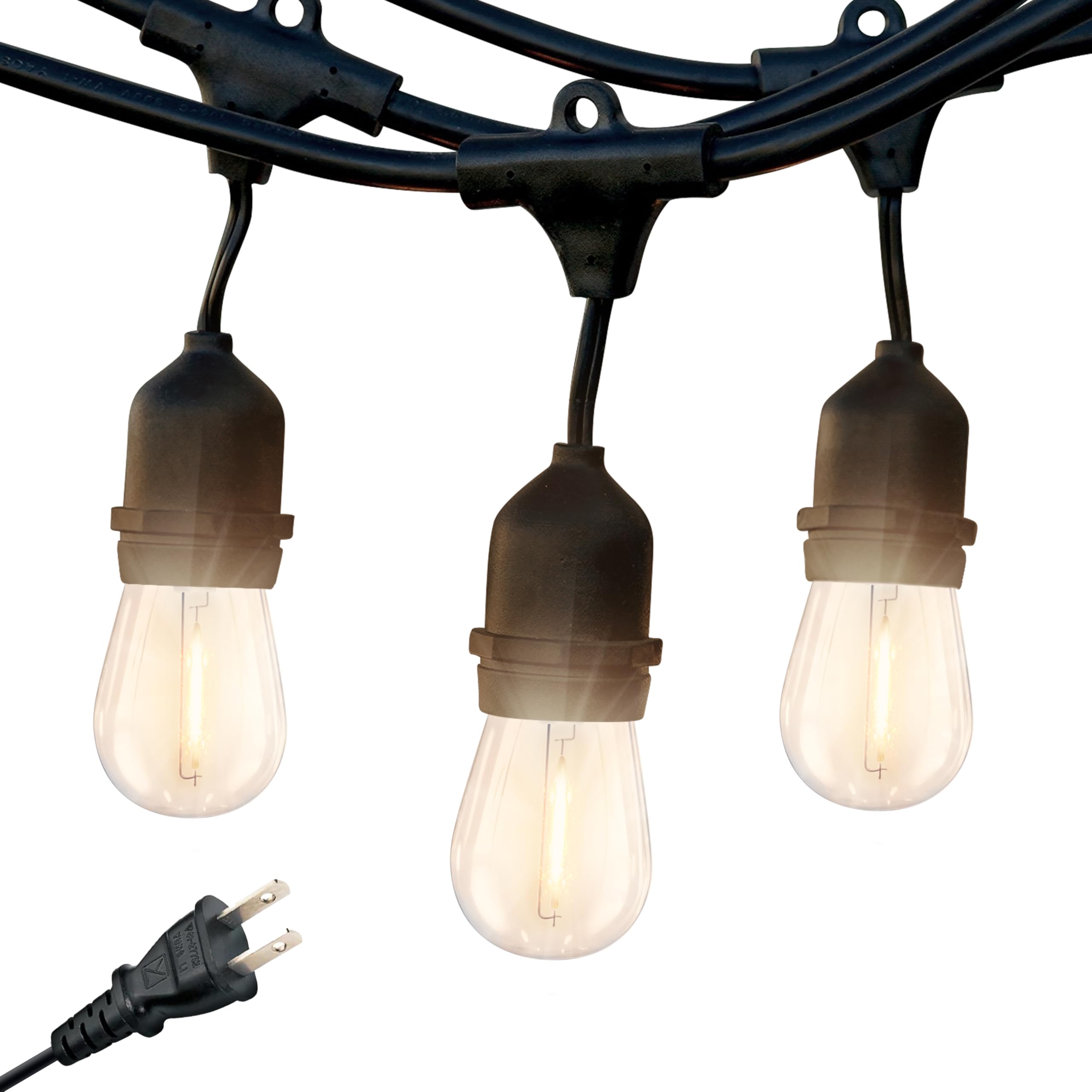 Brightech Ambience Pro Led String Lights, 24 Ft, 7 Dimmable Vintage Edison Bulbs, Black, Waterproof, Commercial Grade For Outdoor Use