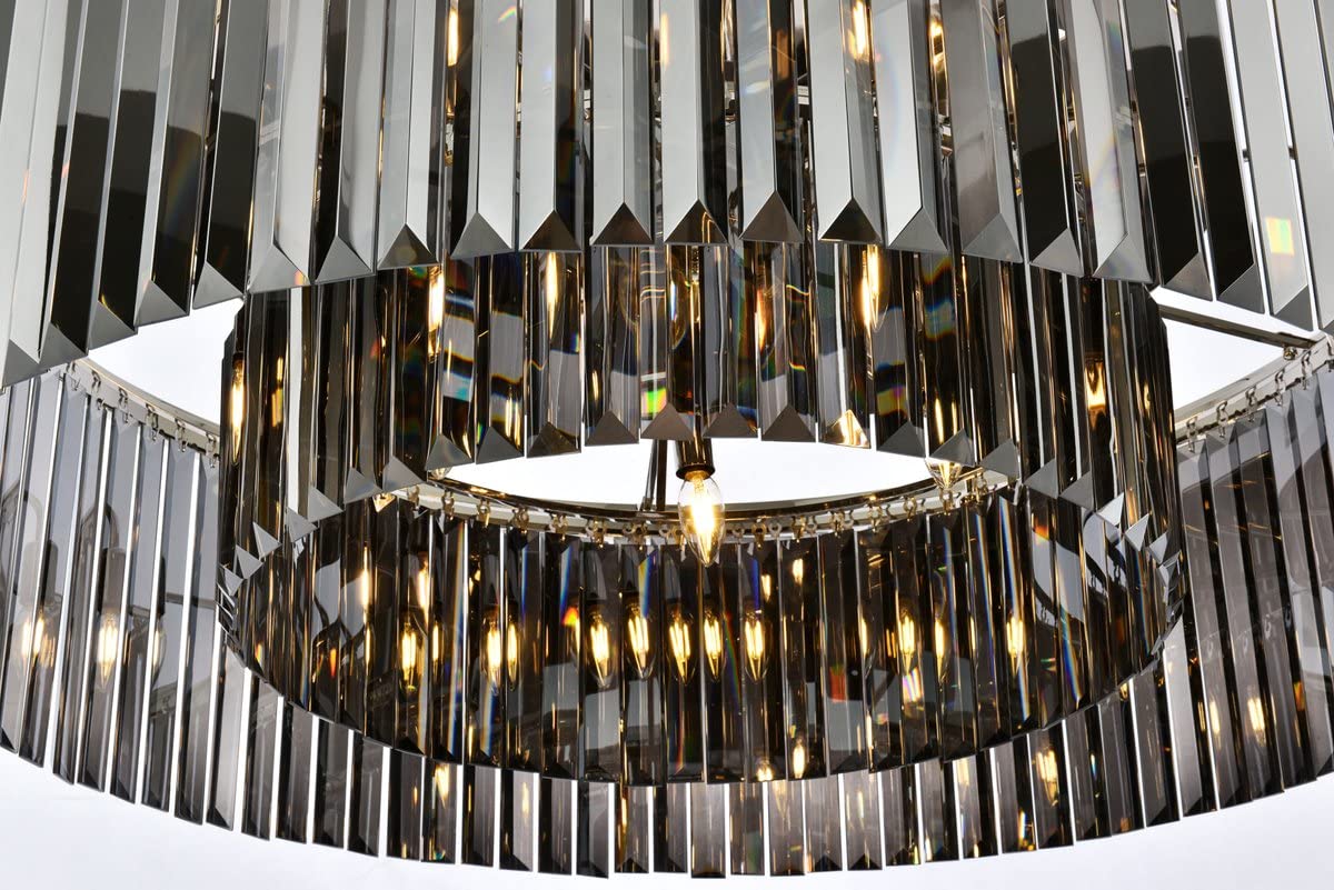 Urban Classic 10-Light Flush Mount - Polished Nickel, Alloy Steel, Grey/Silver