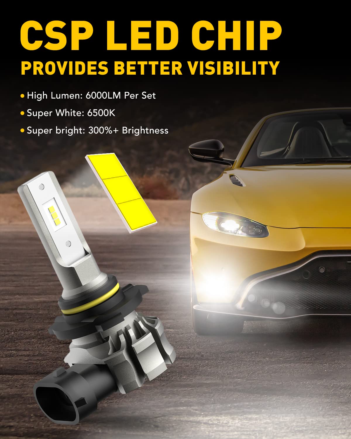 Auxito 9145 Led Fog Light Bulbs, 6000Lm 6500K Cool White Light, 300% Brightness H10 9140 9045 9040 Led Fog Lights, Csp Led Chips