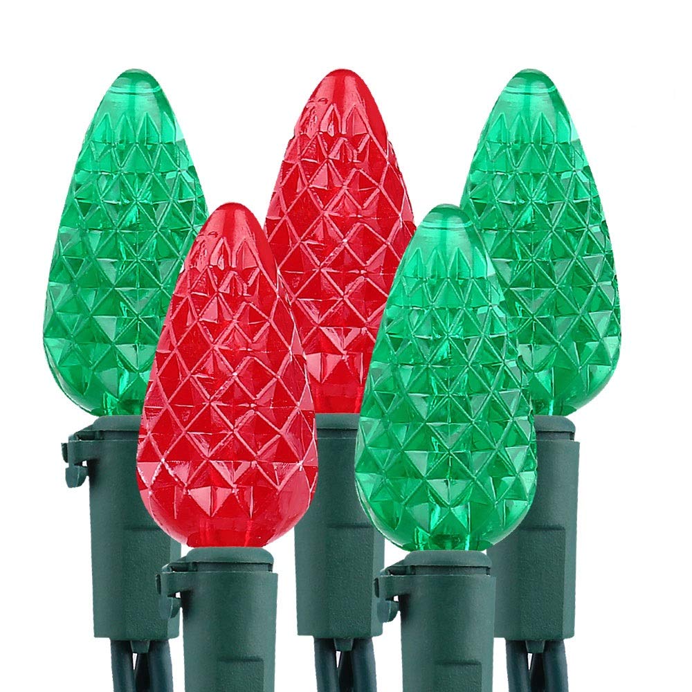 Brizled Red & Green C5 Christmas Lights, 33ft 100 LED Christmas Lights, Connectable 120V UL Certified Mini Christmas Lights Set 