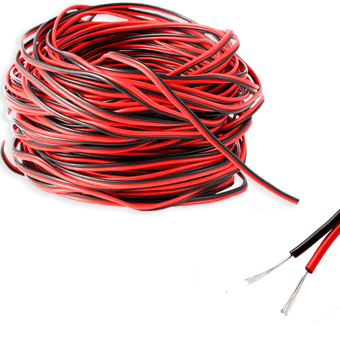 Shangyuan Boat Light Extension Cable 66ft 22AWG 2pin Red Copper Wire for LED Strip Lights
