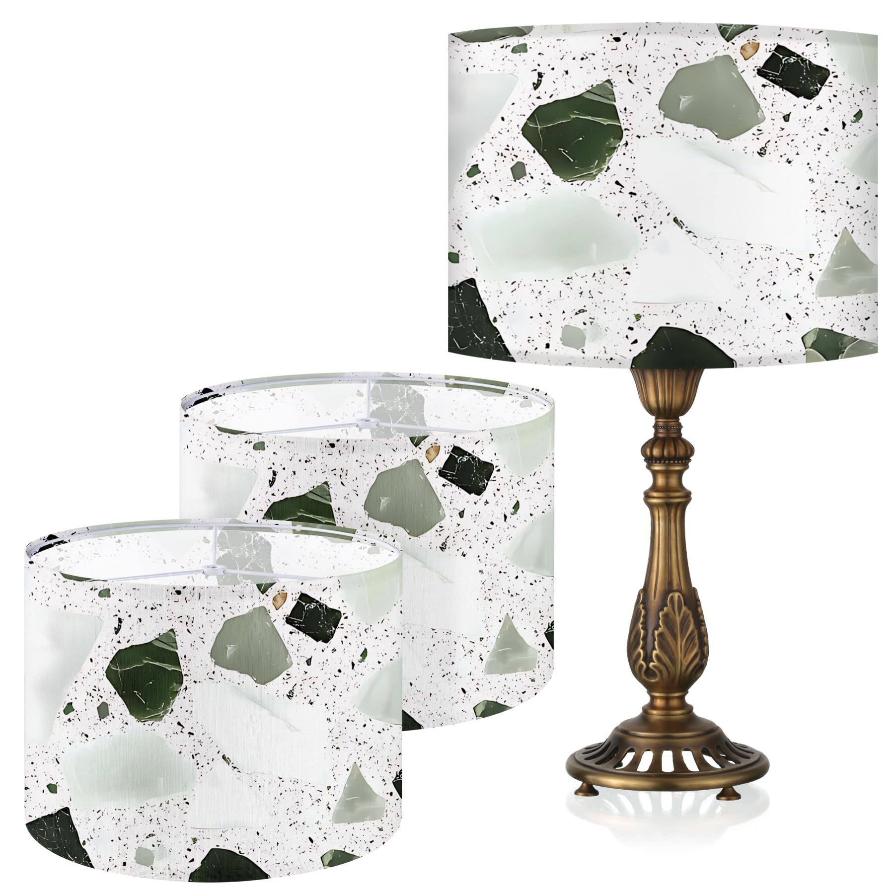 Table Lamp Shade, 13   W x 10   H HD Printing Geometric floral leaves marble Lampshade, Lamps shades, Modern Lampshade Decor for