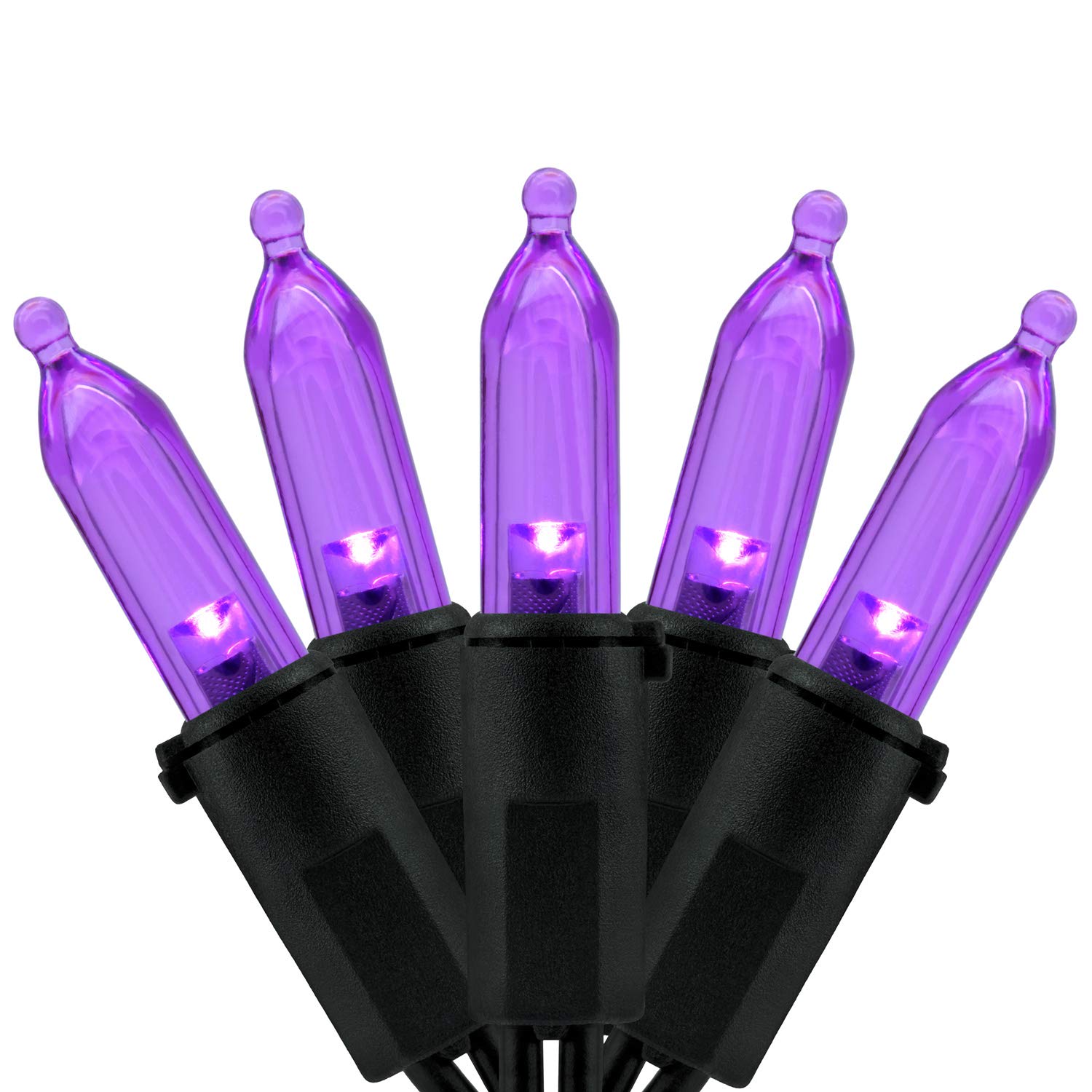 YULETIME 200 Purple LED Christmas Lights with Black Wire  Pack of 2 Strands 33 Feet 100 Lights UL Certified Holiday String Light Set