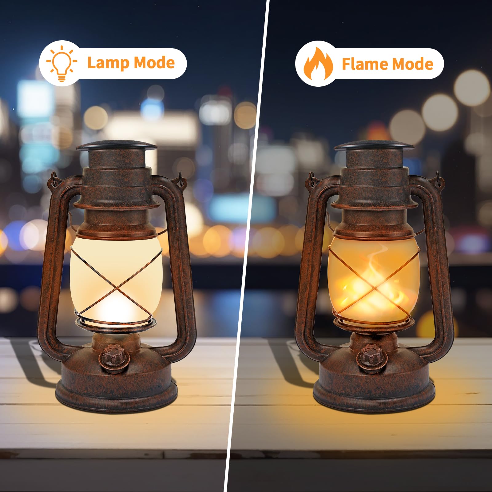 Marlrin Vintage Led Outdoor Lanterns - Waterproof, Remote Control, Dancing Flame - 2 Pack