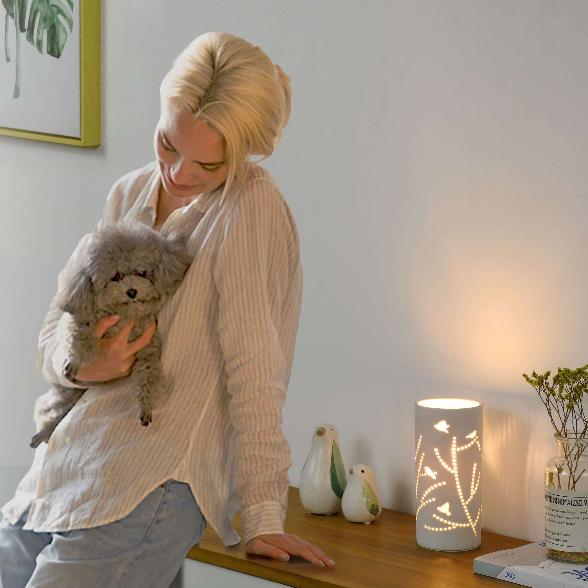 Lampwell Dana Small Table Lamp For Living Room As Bedside Table Lamp For Bedroom,Modern Ceramic Table Lamp,Kids Table Lamp,Night