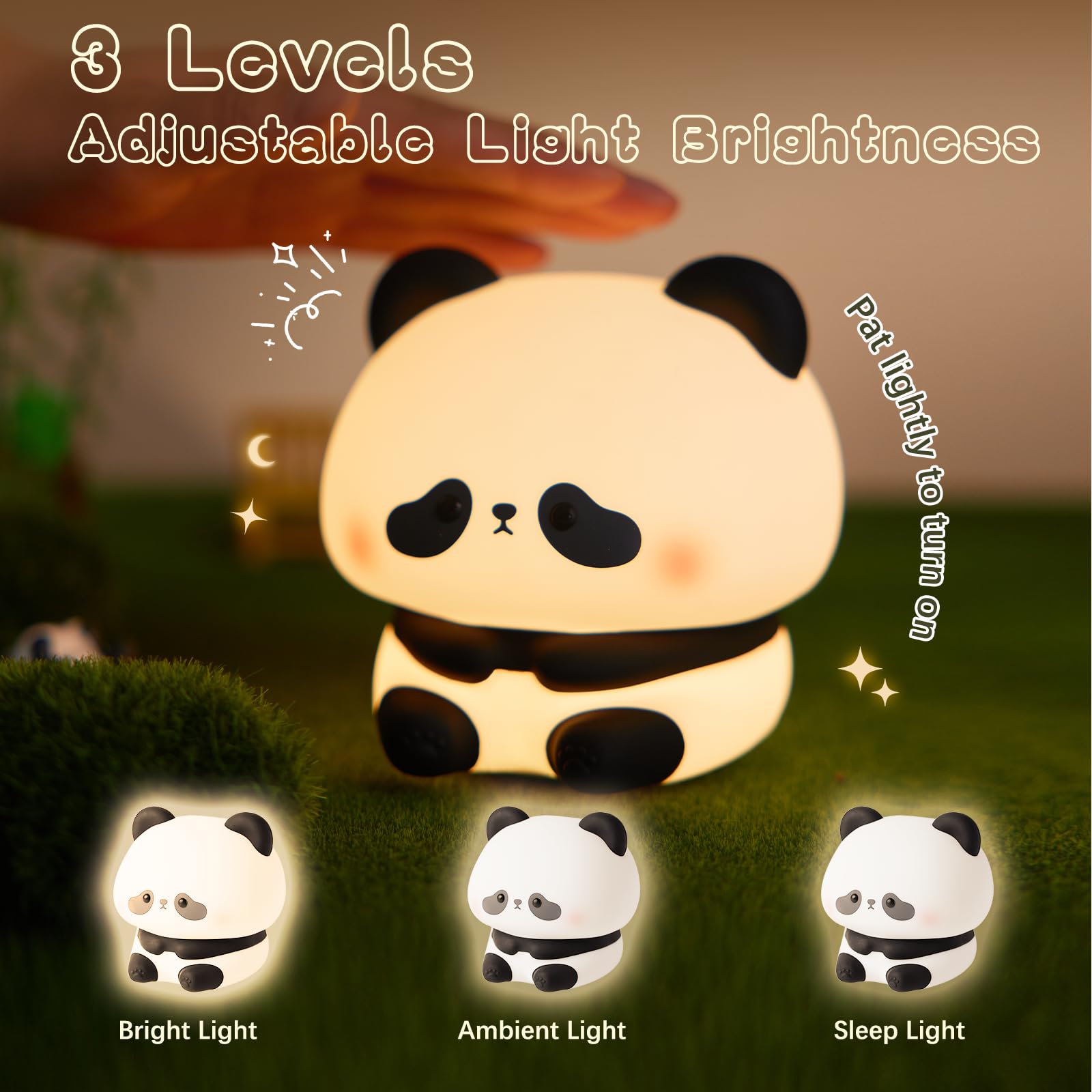 Cute Panda Night Light  Led Squishy Novelty Animal Night Lamp  Food Grade Silicone 3 Level Dimmable Breastfeeding Nursery Nightlight For Room Decor  Cute Gifts Stuff For Boys Girls Baby Children