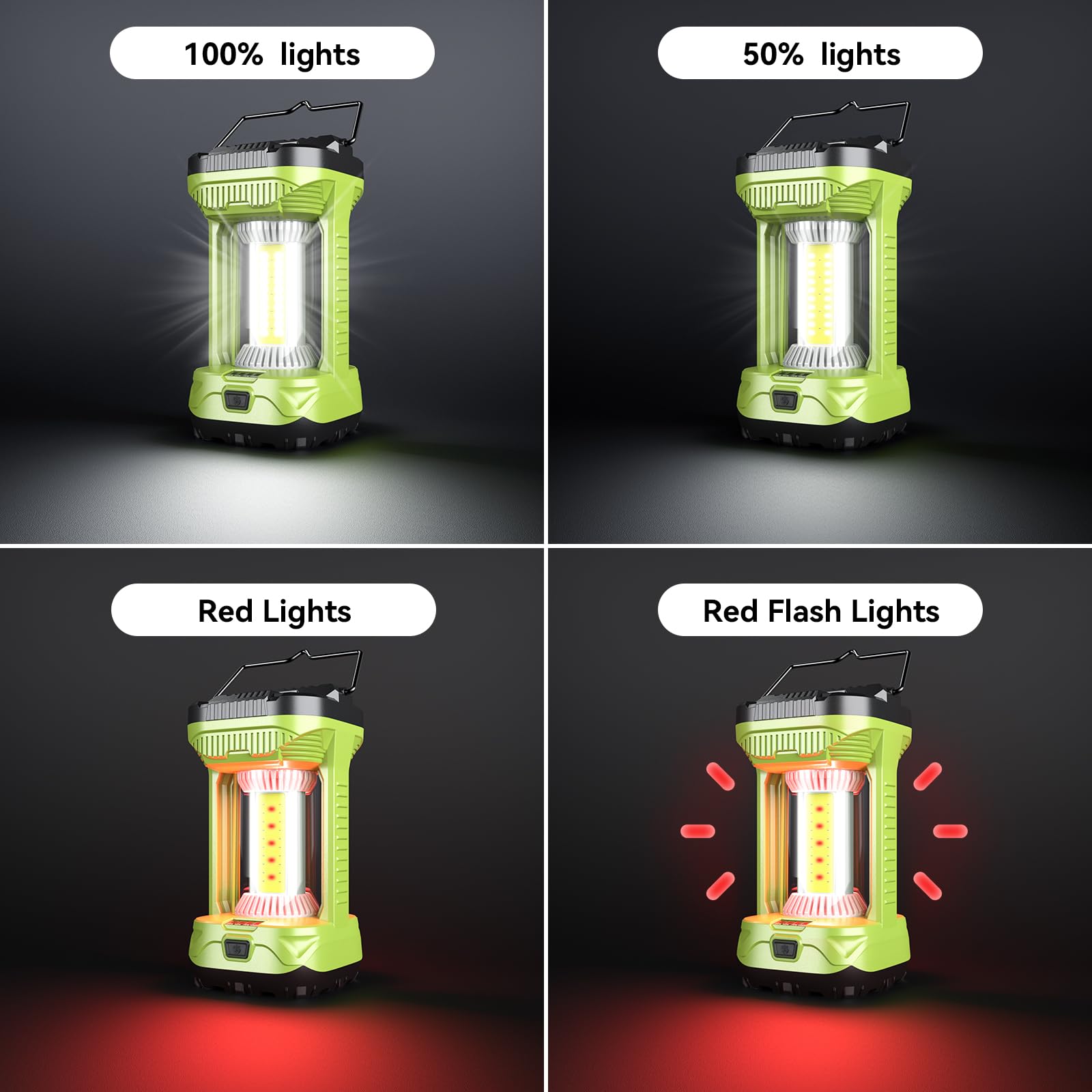 AlpsWolf Rechargeable Camping Lantern, 1000LM, 4000mAh, Green, 4 Light Modes, Model CLV310-G2, 2 Packs