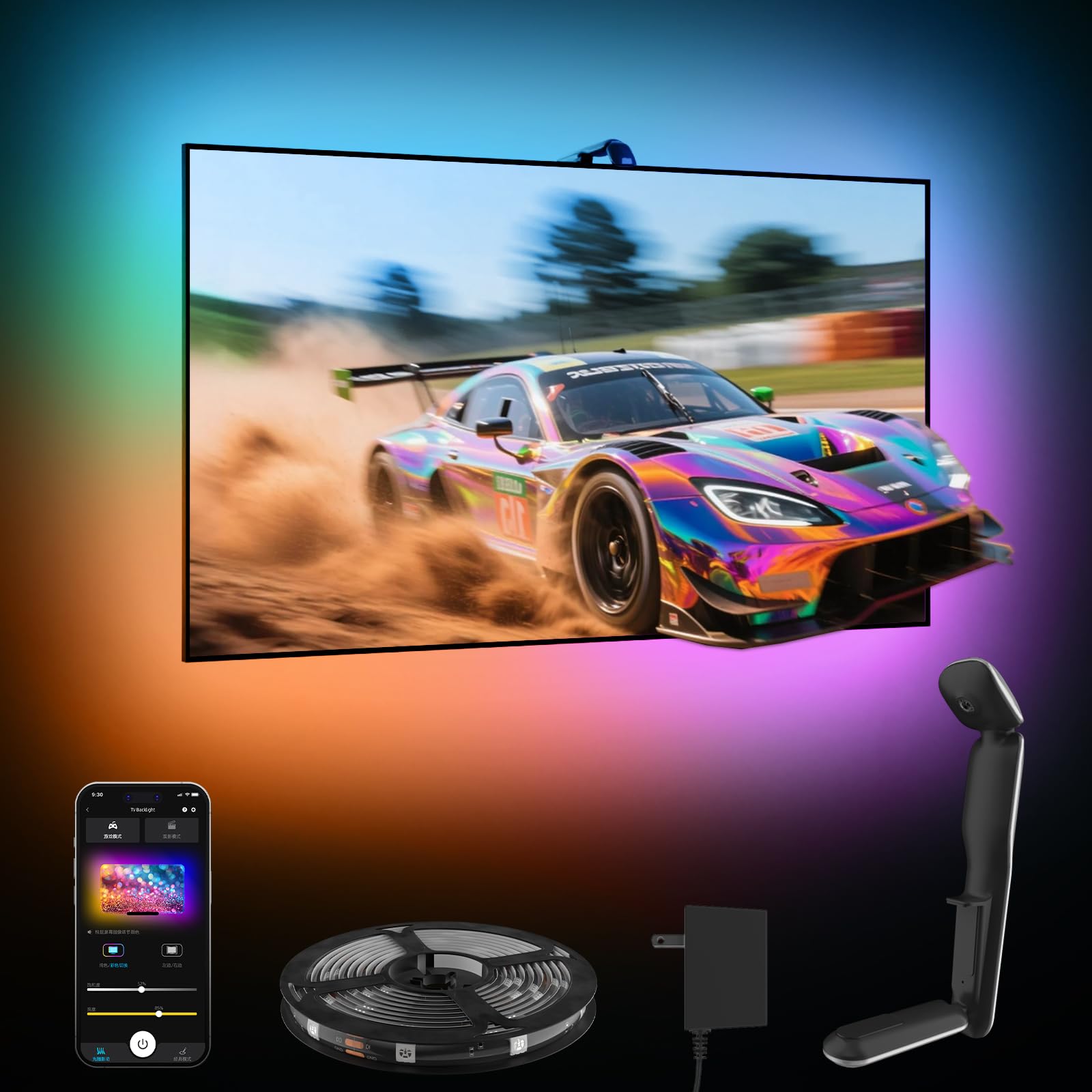 KANTUTOE TV LED Backlight Sync to Screen  10.5ft LED Lights for 32-50 Inch TVs & PC Monitors  Smart App Control TV Lights That Change with TV  Backlight with Camera  Music Sync Band Lighting