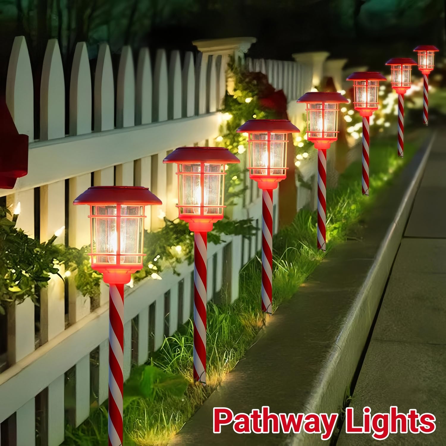 Dynaming 6 Pack Dual Use Solar Christmas Path Lights Outdoor, Hanging Lantern Solar Garden Light With Edison Bulb, Xmas Pathway