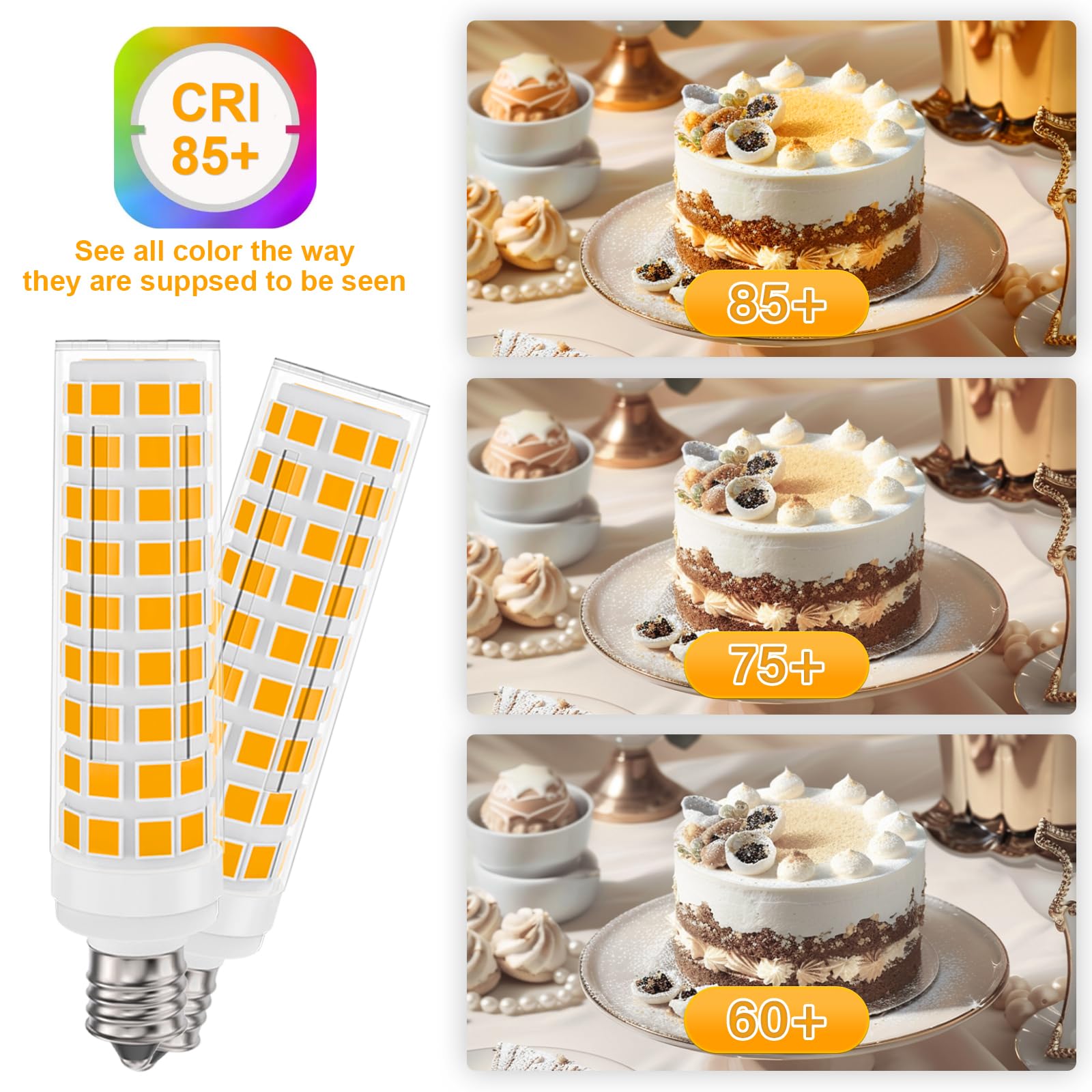 TAIYALOO E11 LED Bulb, Dimmable 10W 3000K Warm White, Equivalent to 100W Halogen, 1000LM, Candelabra Base