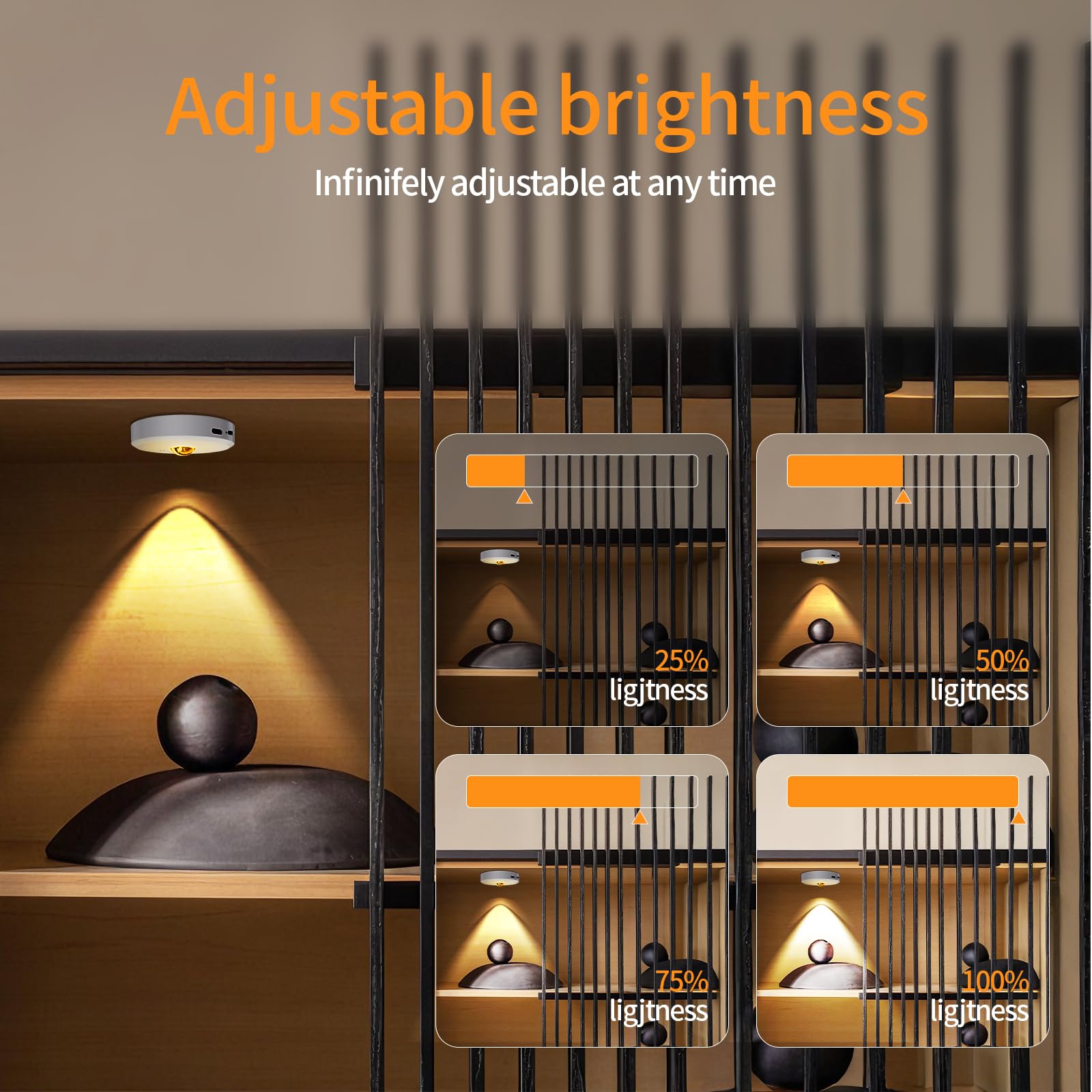 MICLIONLED Puck Lights Cordless with Remote Control, 2200mAh Rechargeable, Dimmable, Silver, 5PCS, Model M3-GB18