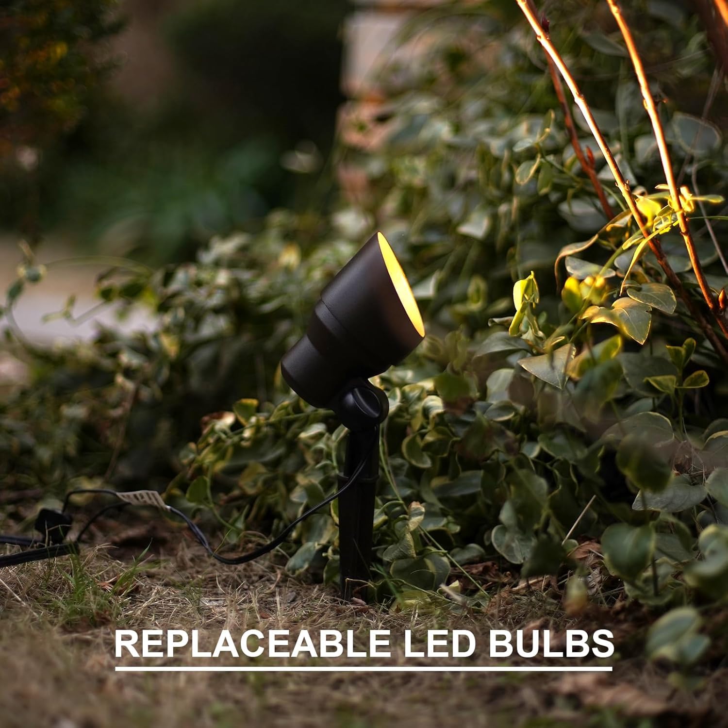 Goodsmann Landscape Lighting 2Pk Low Voltage Landscape Flood Lights 3W Led 200 Lumen Outdoor Spotlight 3000K Warm White Replaceable Led Bulbs Outside Hardwired Lighting With Metal Stakes