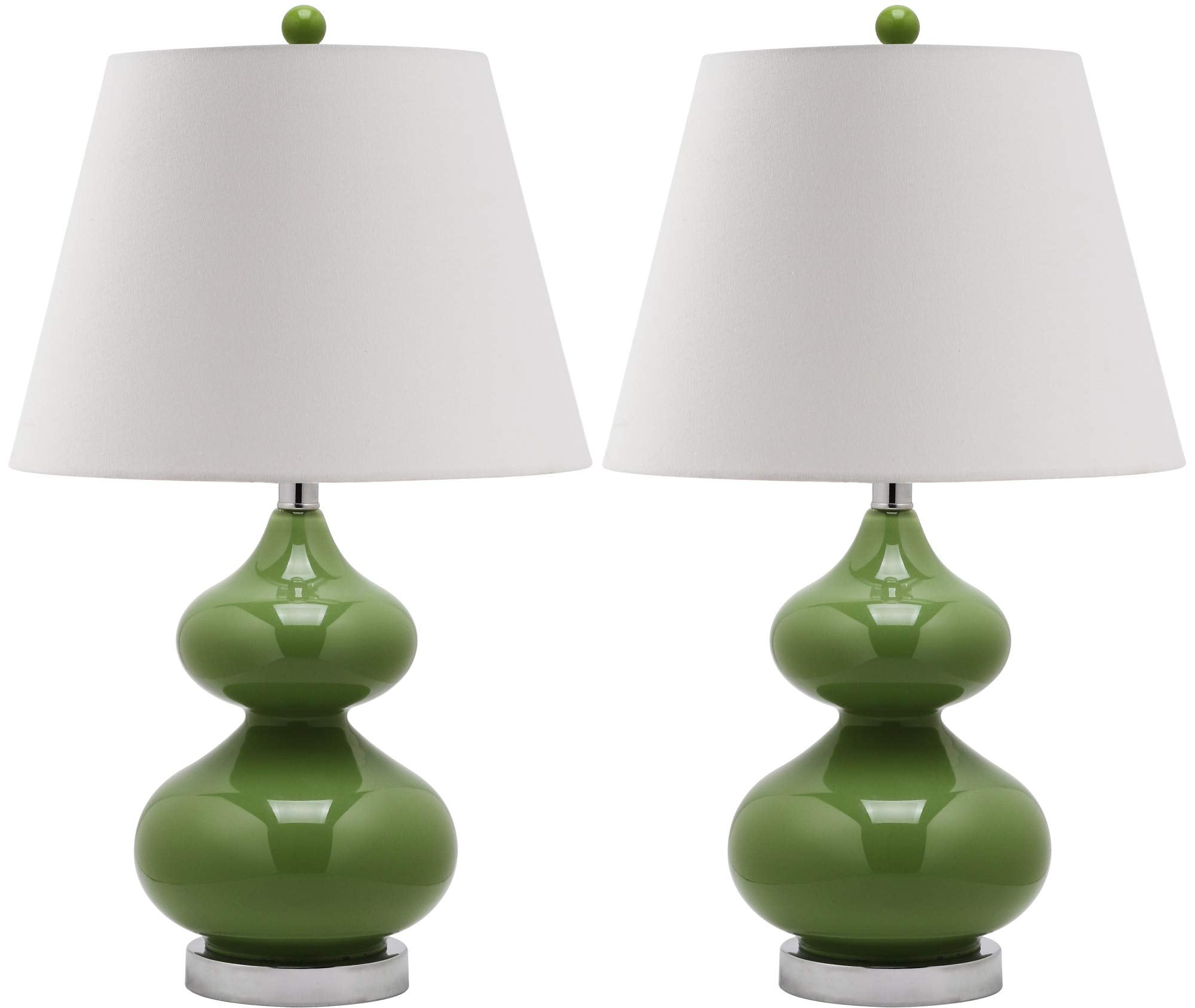 SAFAVIEH Lighting Collection Eva Modern Contemporary Fern Green Double Gourd Glass 24-inch Bedroom Living Room Home Office Desk 