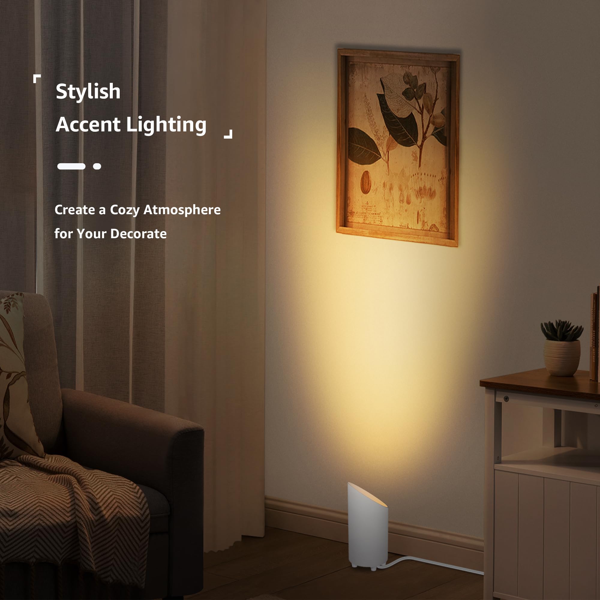 SUNVIE 4 Pack Up Lights, 5W GU10 Bulbs, Aluminum Uplighting, 2700K, Indoor Floor Spotlight, White, Model FCL01W04