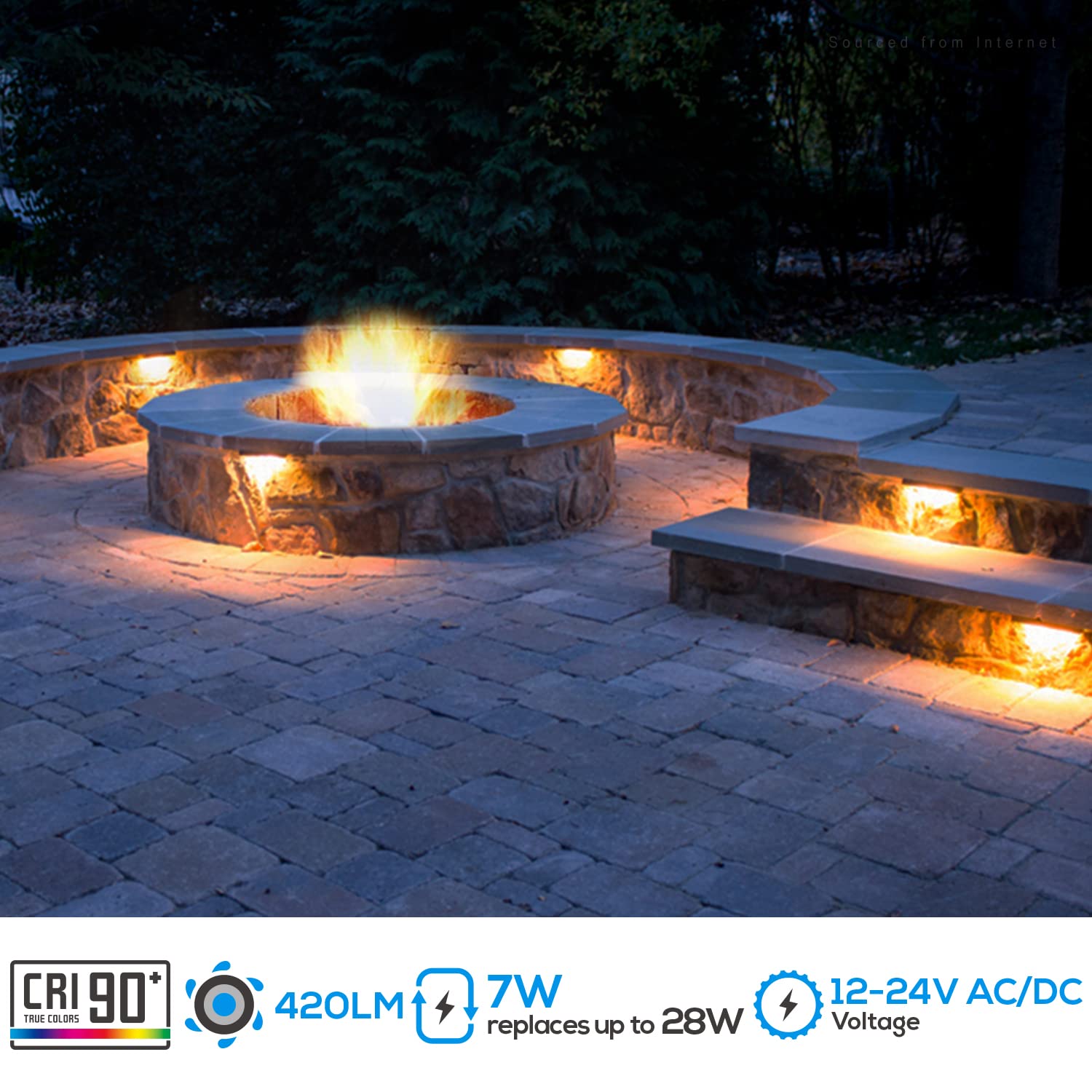 LEONLITE 12 Inch LED Hardscape Lighting, 5CCT, 7W Low Voltage, Die-Cast Aluminum, Model 70578, Outdoor Step Light