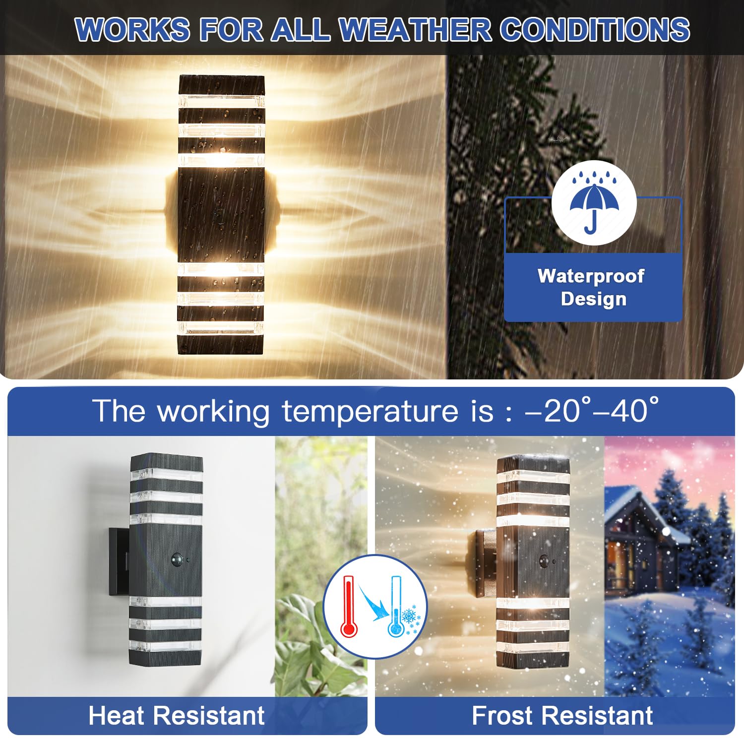 Delicavy 2 Pack Motion Sensor Outdoor Wall Light Fixture, Dusk To Dawn Sconce With 4 Dimmable Bulbs