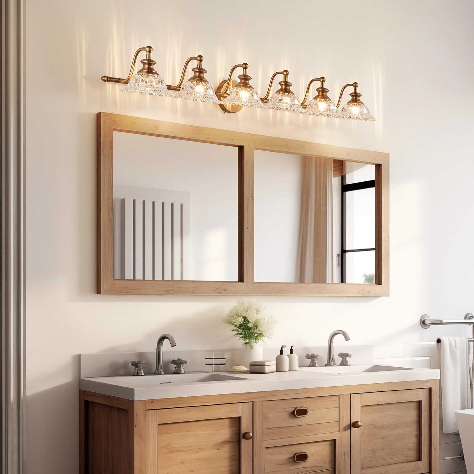 Xiedun 45'' Bathroom Light 6 Light Bathroom Vanity Light Fixtures (Exclude G9 Bulb) Vanity Lights For Bathroom