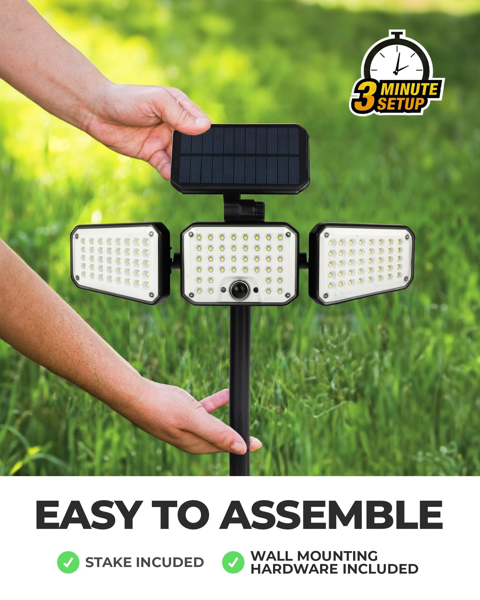 Bell+Howell Bionic Flood Light AS SEEN ON TV, 500 Lumen Deluxe Version Bionic Floodlight, LED Solar Flood Lights Outdoor Motion