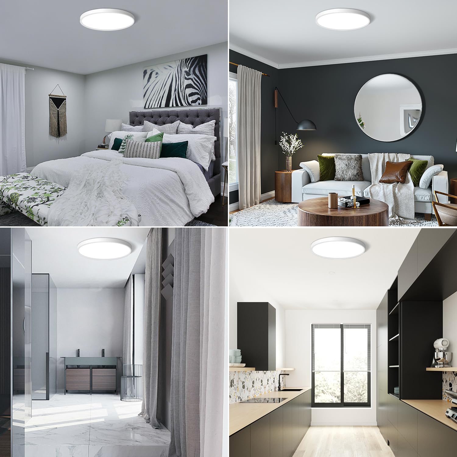 Charyjod Led Flush Mount Ceiling Light Fixture 12Inch, 24W Flat Light,5000K Ultra Thin Surface Panel Low Profile For Bedroom Kit