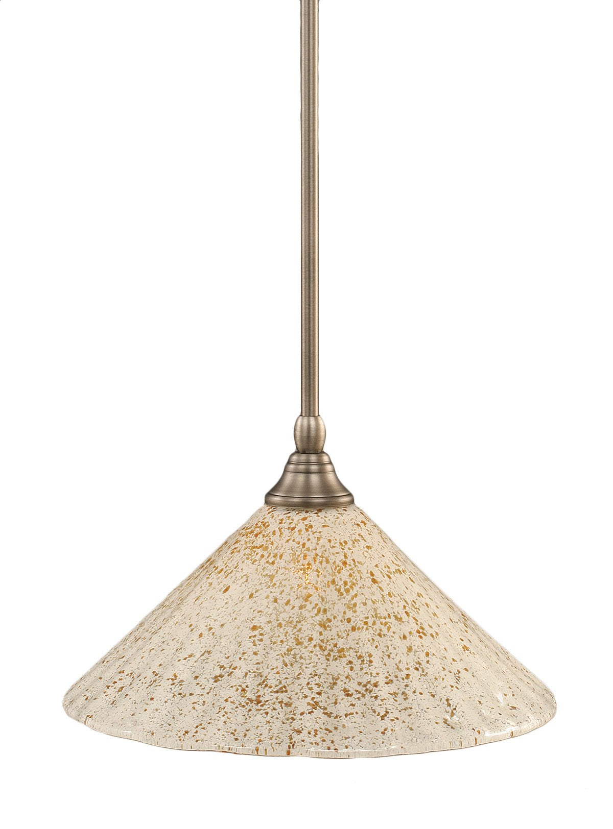 Toltech Lighting 23-Bn-702 12-Inch Stem Mini-Pendant Light Brushed Nickel Finish With Gold Ice Glass