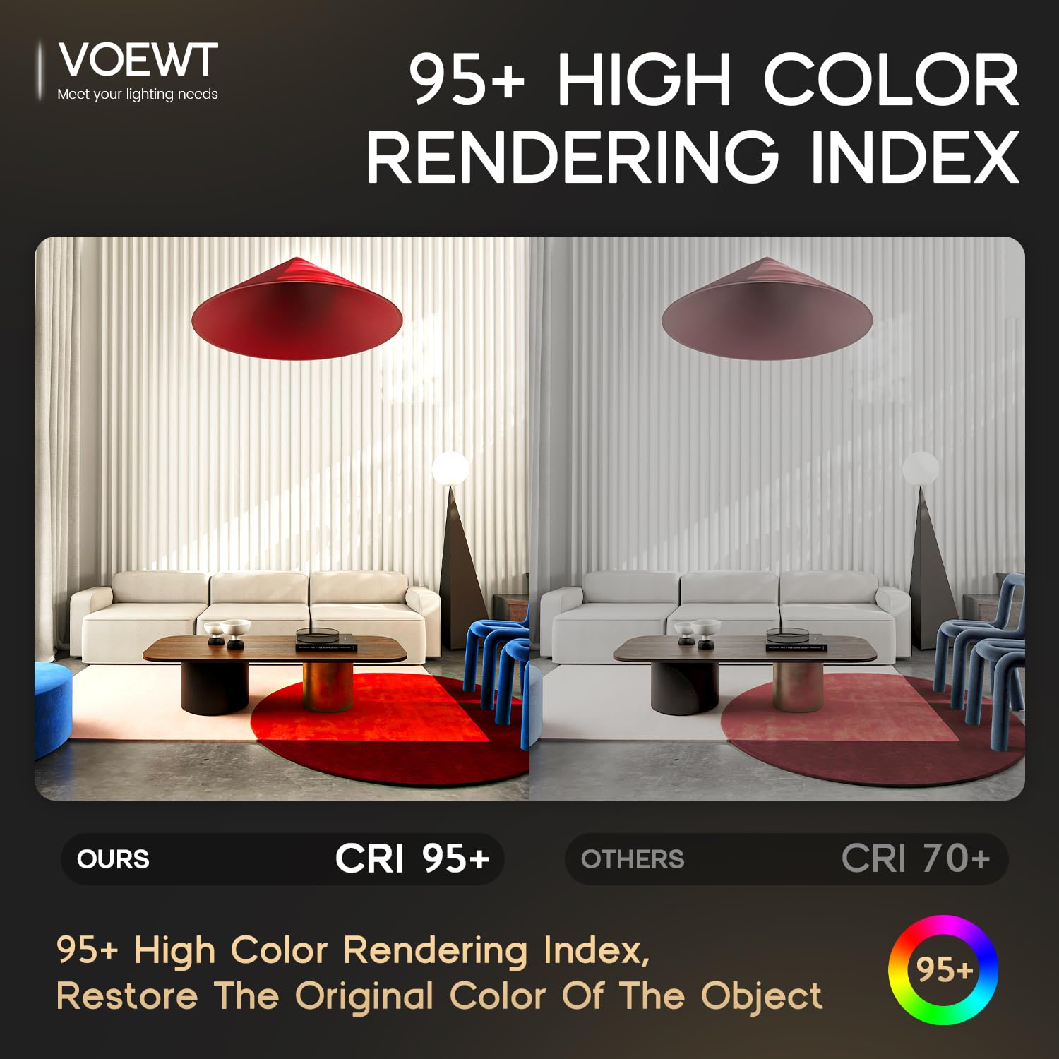 Voewt Cob Led Strip Lights Daylight White 6000K,16.4Ft 12V High Cri 95Ra+ Super Bright,Flexible Tape Lights For Bedroom,Mirror,K