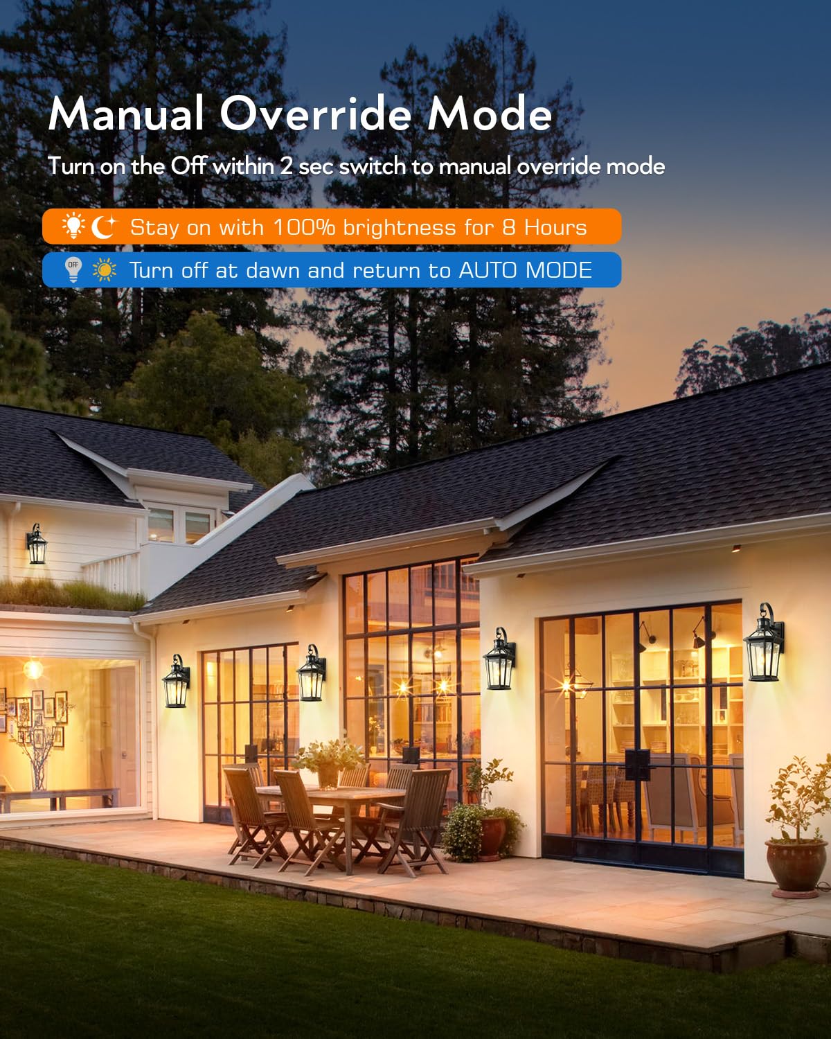 Vianis Motion Sensor Outdoor Wall Lantern, Dusk To Dawn Outdoor Porch Light, 100% Anti-Rust Aluminum Waterproof Exterior Light F