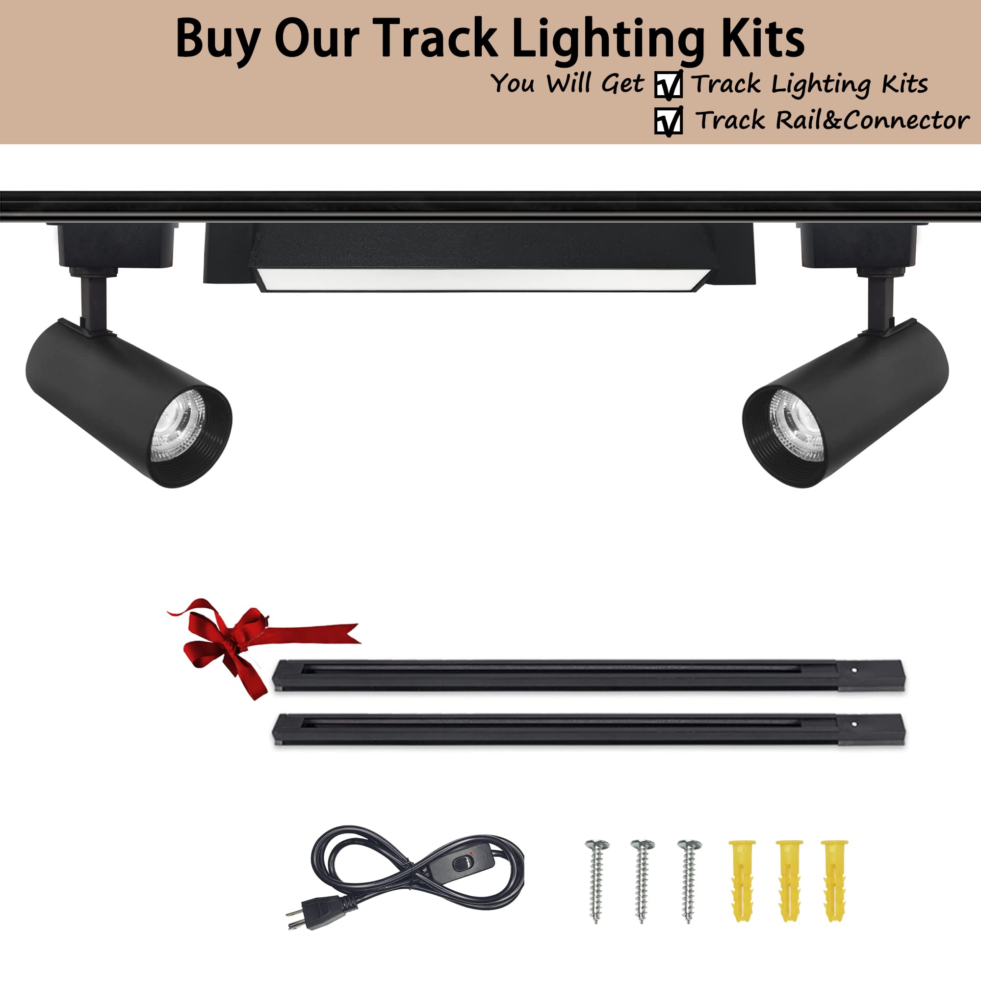 Bravsekai H Type I Connector 3-Wire Track Lighting Kit - Black, 120V, for H Track System