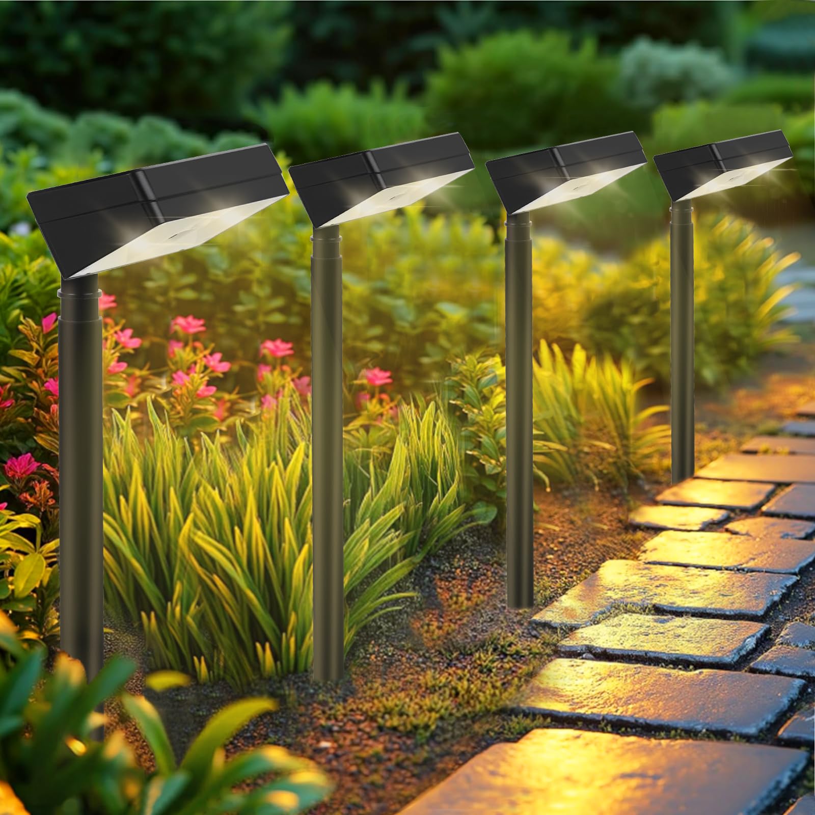 CIYOYO Solar Pathway Lights Outdoor  8 Pack Bright Solar Lights Outdoor Waterproof  Auto On/Off 2-in-1 Fence & Garden Landscape Lighting with 10 Color Modes for Yard Path Lawn Walkway Driveway Decor