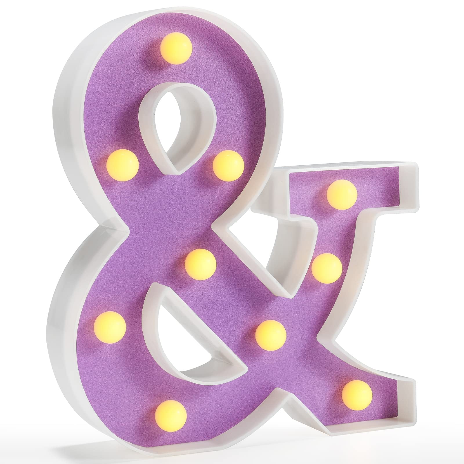 Pooqla LED Letter Lights - Purple Alphabet Sign, Colorful DIY Marquee Night Light, Plastic Material for Home Party Decoration