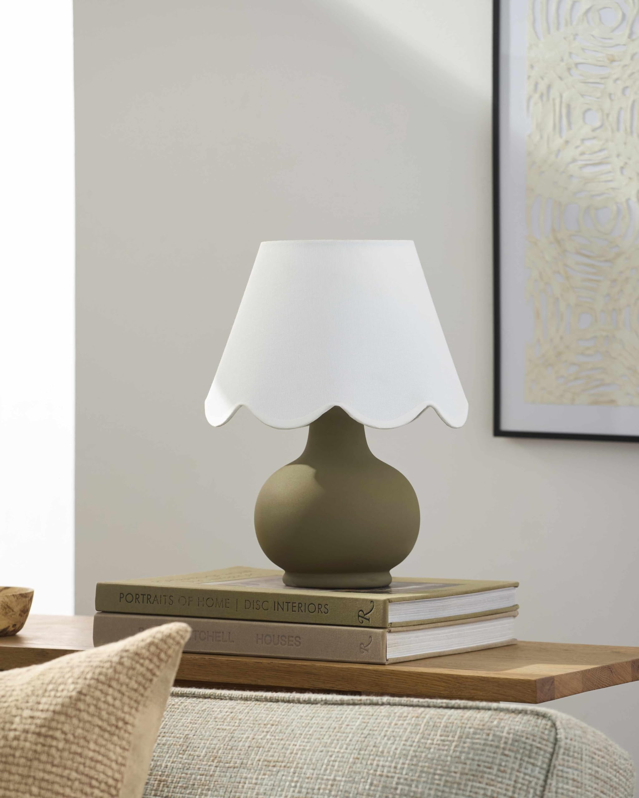 Hauteloom Theisseil Table Lamp, Ceramic, 13inH x 8inW x 8inD, Green/White, Model TXCHME9