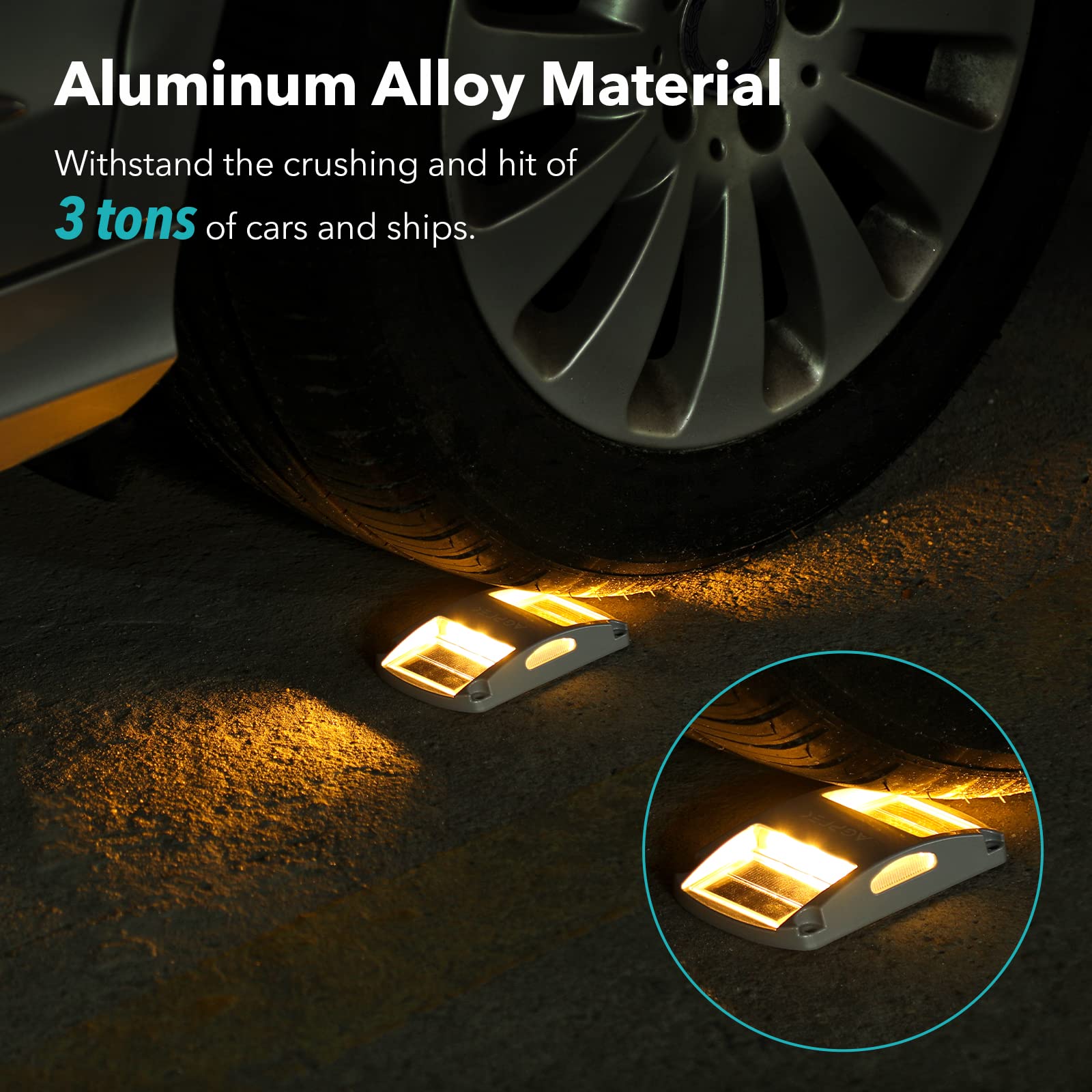 AGPTEK Solar Driveway Lights - Waterproof LED Marker Light, 1 Pack, Warm White, Model APOLD2 for Pathway, Garden, and Yard
