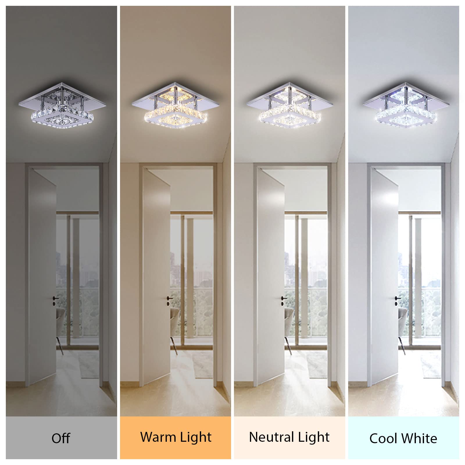 Diisunbihuo Modern Crystal Chandelier 7.9 Inches Led Ceiling Light Mini Square Flush Mount Ceiling Light For Bedrooms Dinning Ro