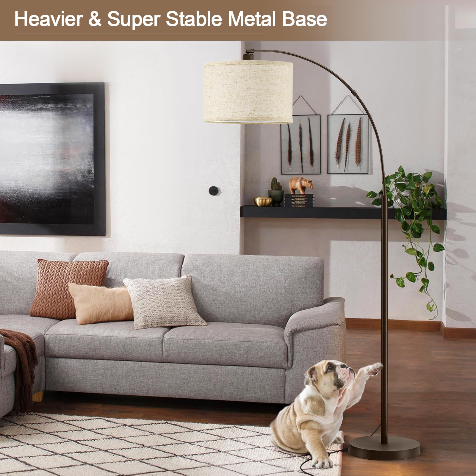 Luvkczc 71'' Arc Floor Lamp For Living Room, Vintage Floor Lamp With Adjustable Lamp Head, Tall Pole Lamp With Foot Pedal Switch