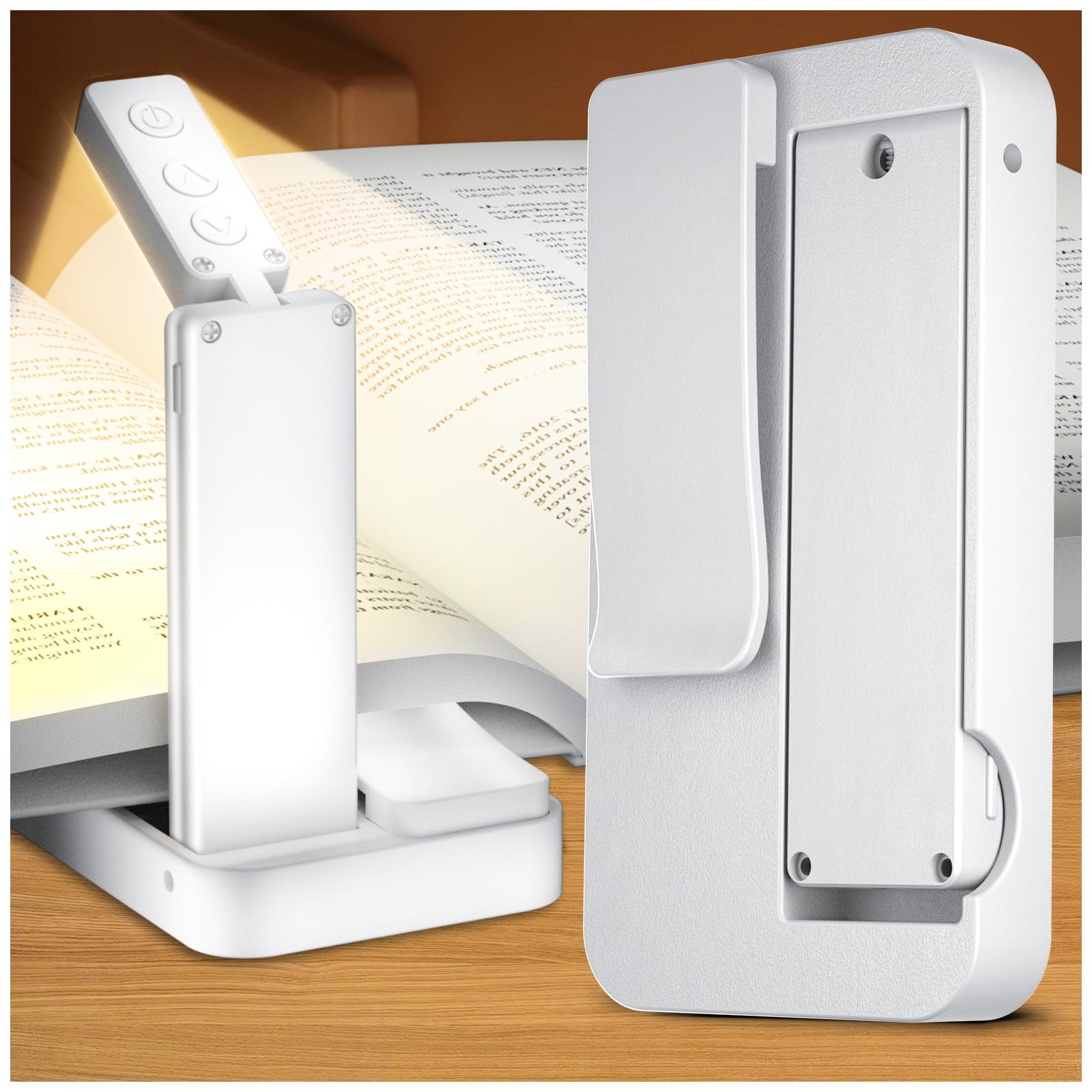 Lucarni Foldable Book Light - 3 Color Stepless Dimming, Ultra Lightweight, 700Mah Battery, White, Model Fblwh