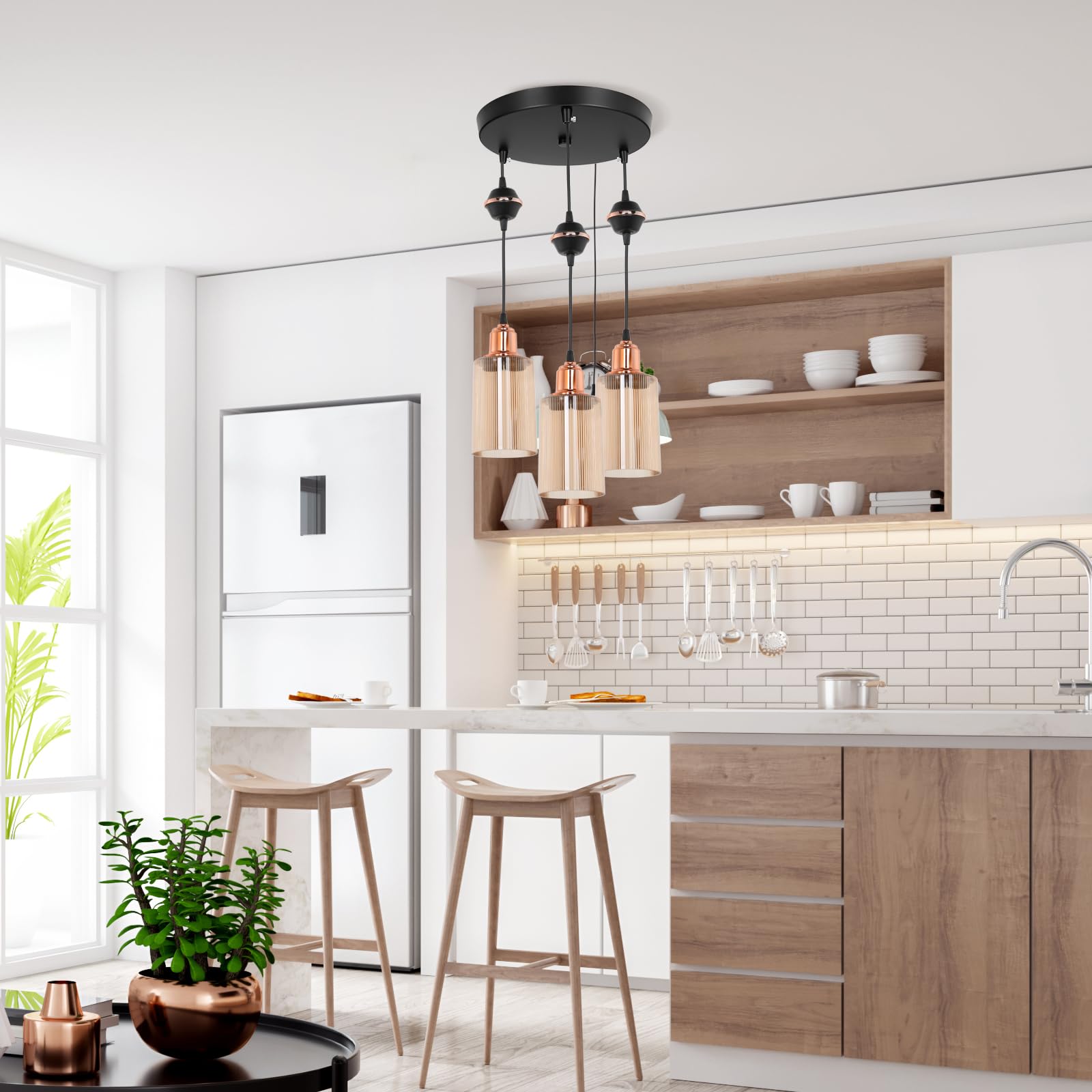 Canomo 10 Inch Black Ceiling Canopy Kit For 3 Head Pendant Light - Iron Lighting Accessory