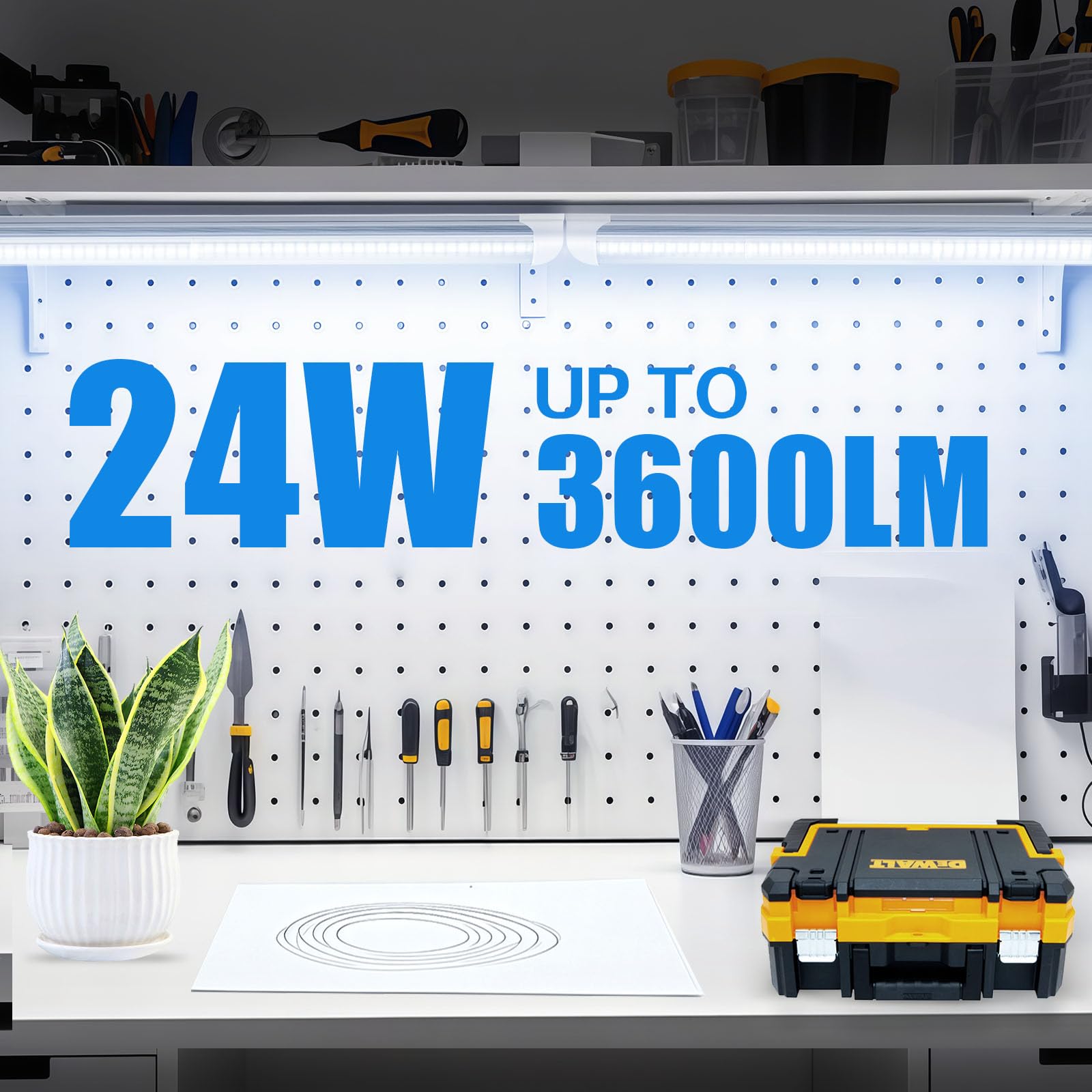 CNSUNWAY LED Shop Light 2ft, 24W, 3600LM, Cool White, T8 Integrated, Aluminum, Model SWT80018B3060, 2 Pack