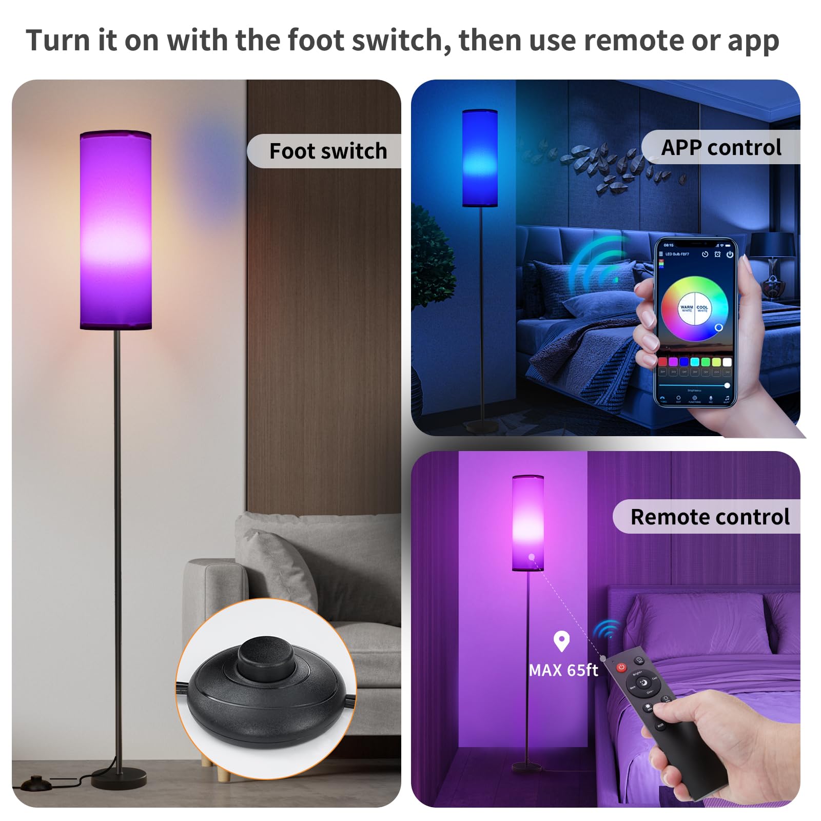 Frideko Pink Shade Floor Lamp With Rgb Music Sync, 16 Million Colors & Stepless Dimming 2700K-6500K, 3Cct, 800Lm Led Bulb With A