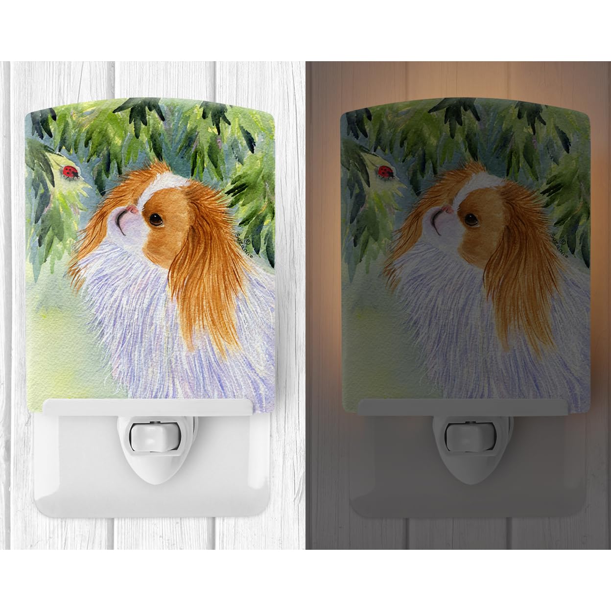 Caroline'S Treasures Ss8260Cnl Japanese Chin Ceramic Night Light Compact, Ul-Certified, Ideal For Bedroom, Bathroom, Nursery, Hallway, Kitchen, 6X4X3, Multicolor