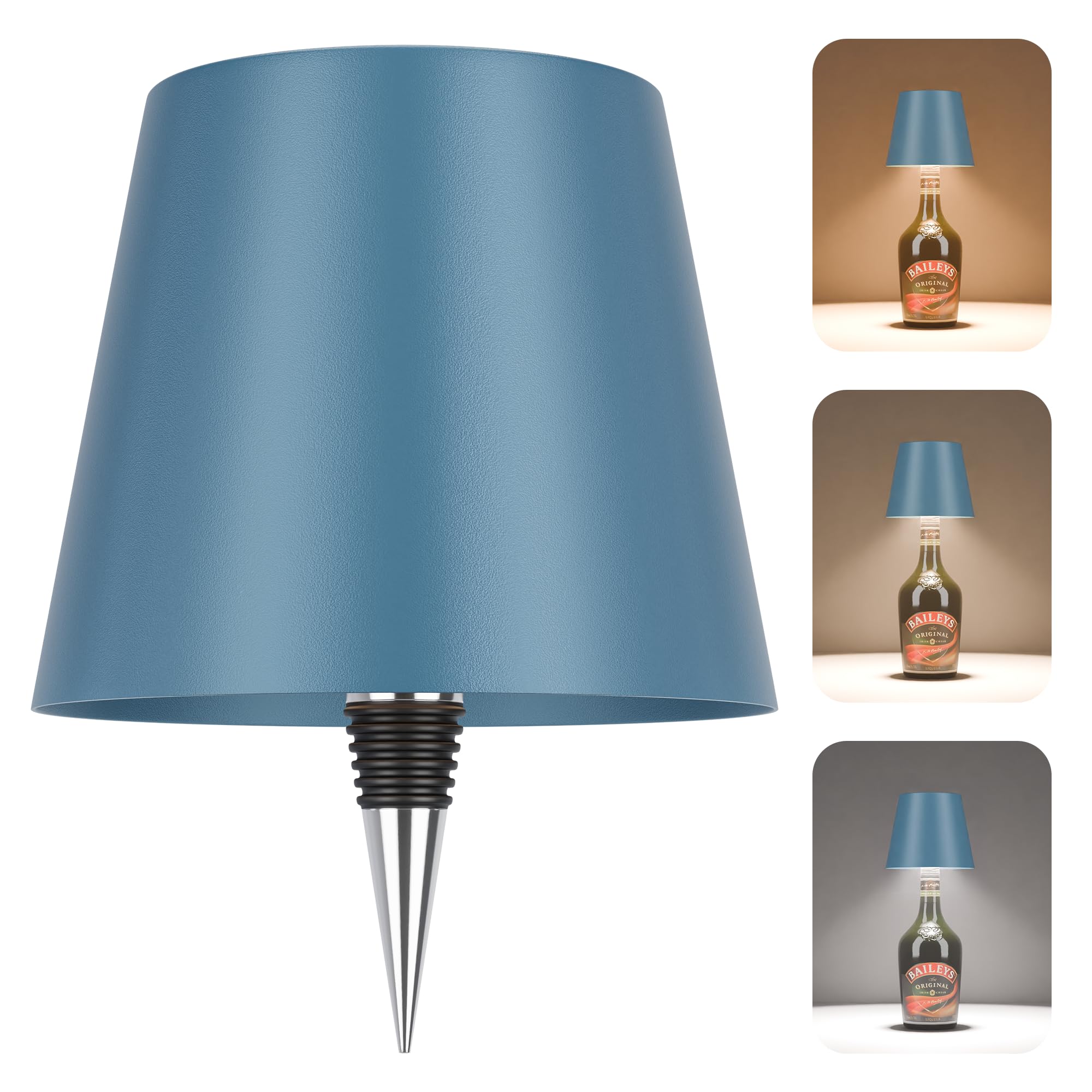 ULAROOM Wireless LED Table Lamp, Rechargeable USB-C, Dimmable Touch, Aluminum, Small Size, Blue