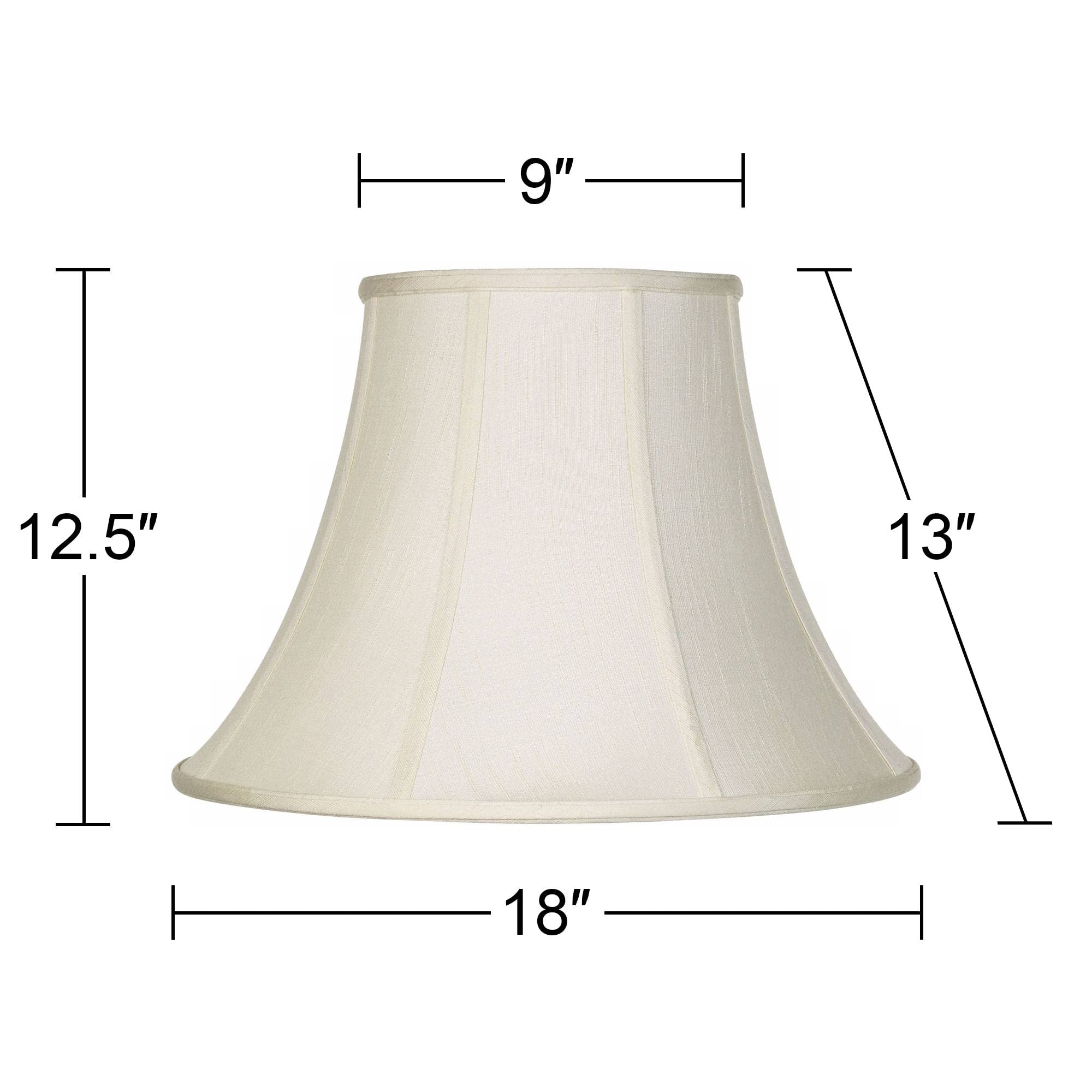 Creme Large Bell Lamp Shade 9'' Top X 18'' Bottom X 13'' Slant X 12.5'' High (Spider) Replacement With Harp And Finial - Imperia