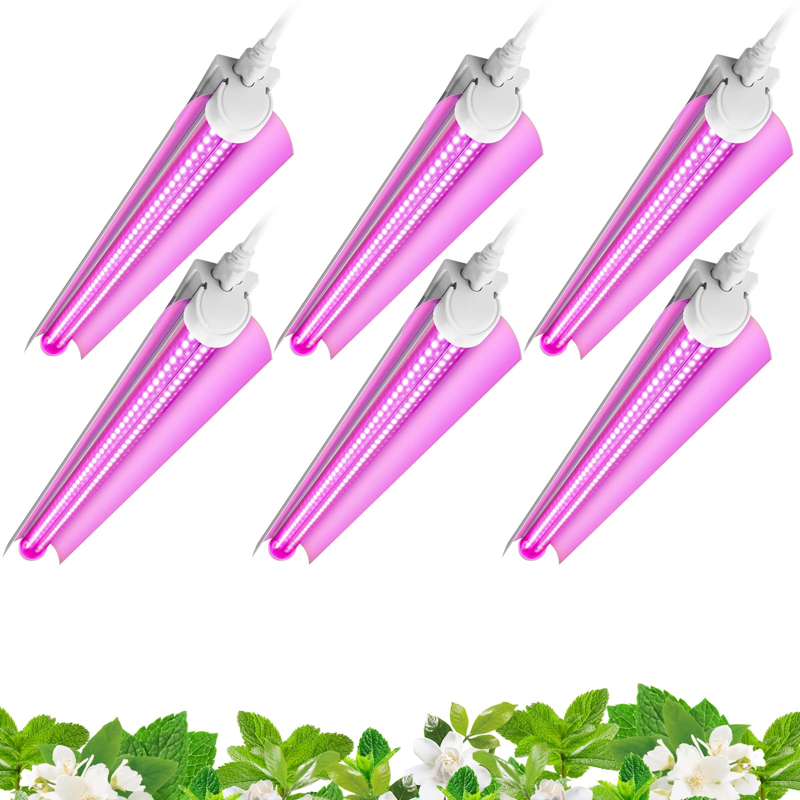 Barrina LED Grow Light T8 Full Spectrum 144W 2ft Pink 6-Pack INWT80240665Hc