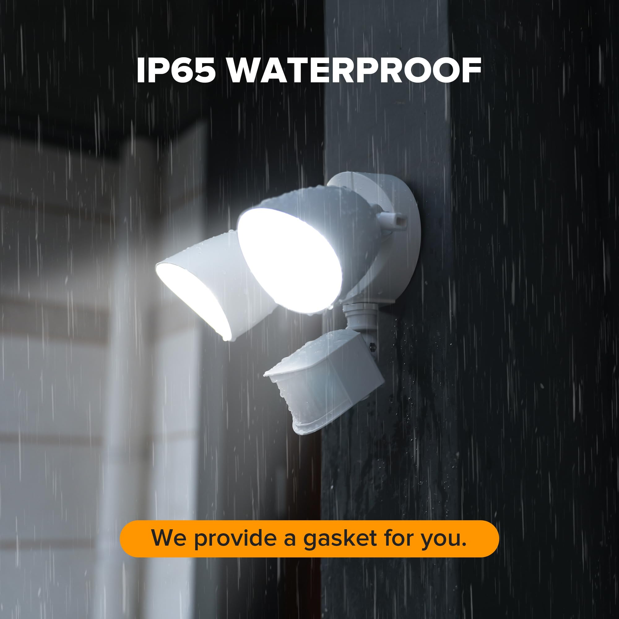 LUTEC Dual-Head 32W LED Security Light - 2500 Lumen, 5000K Daylight, IP54 Waterproof, Motion Sensor, White