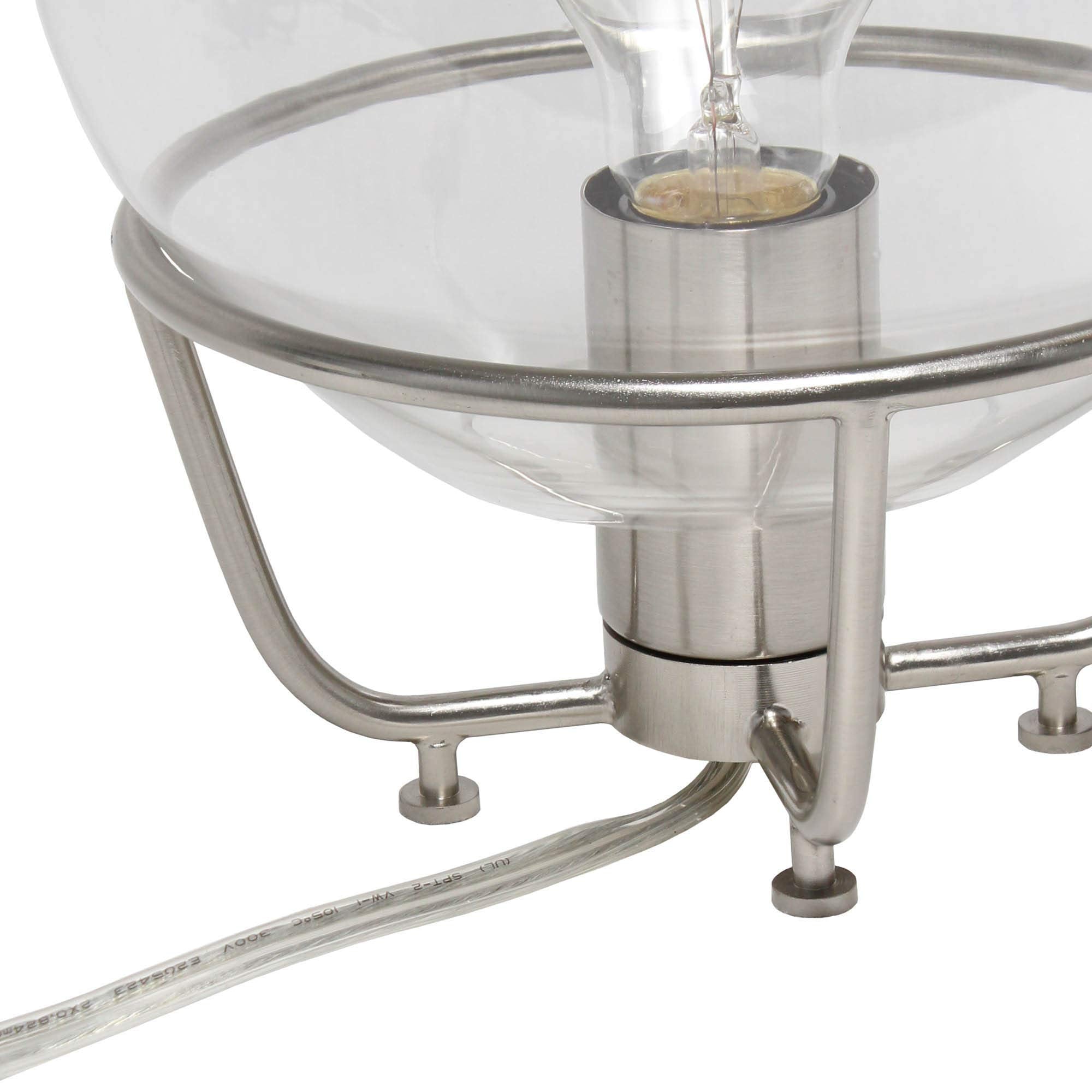 LALIA HOME Old World Globe Table Lamp, Brushed Nickel, Metal, 7.75inL x 7.75inW x 10inH, Model LHT-5032 Family