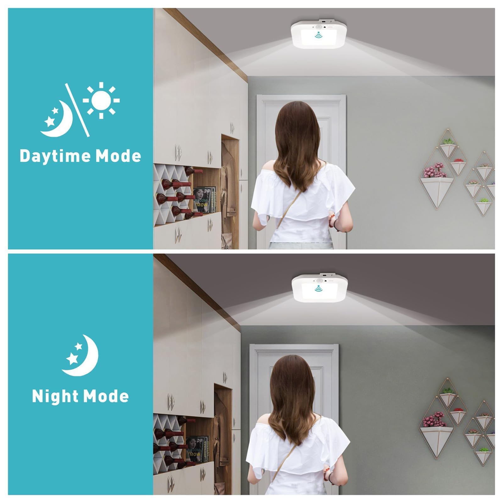 Motion Sensor Ceiling Light Fixture, Rechargeable Ceiling Light Battery Operated, Cordless Closet Light With Remote, Led Shower