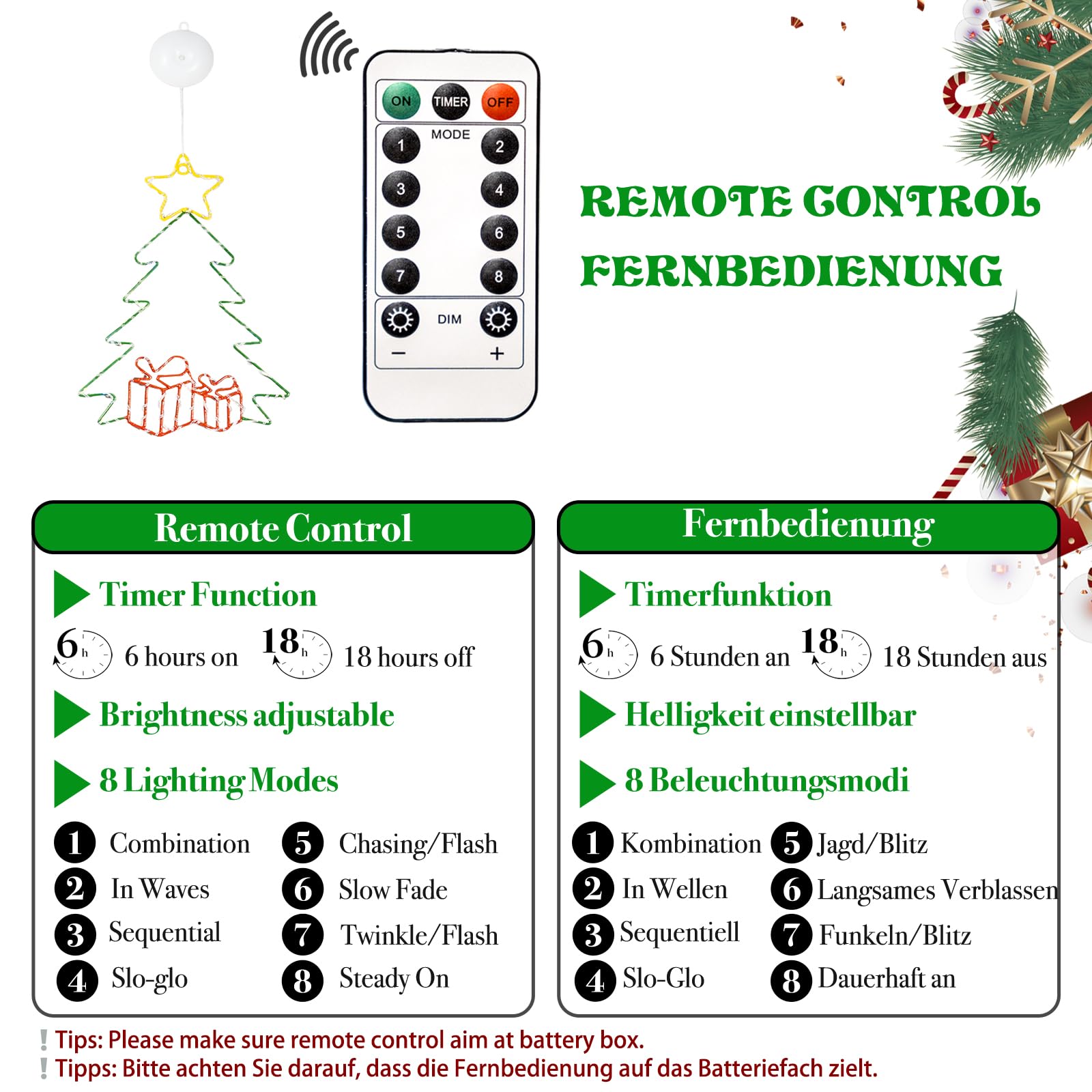 Kopotma 2Packs 14In Christmas Decorations Tree Led Lights With Timer, Battery Operated Christmas Tree Window Silhouette Lights Decorations, Christmas Wall Window Hanging Lights For Indoor Outdoor
