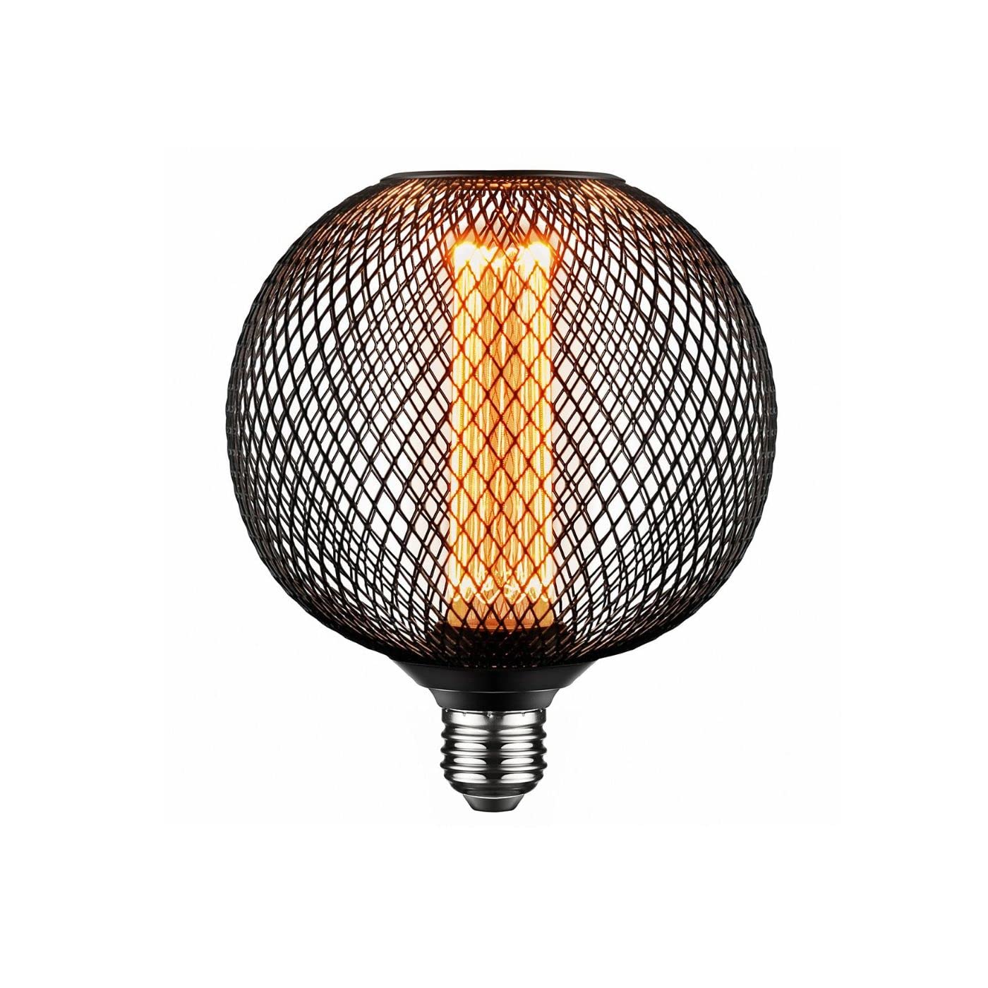 Next Glow G40 Black Metal Cage LED Bulb - Dimmable Vintage Edison 3.5W, Ideal for Home, Kitchen, Restaurant, Model NGBC-8001
