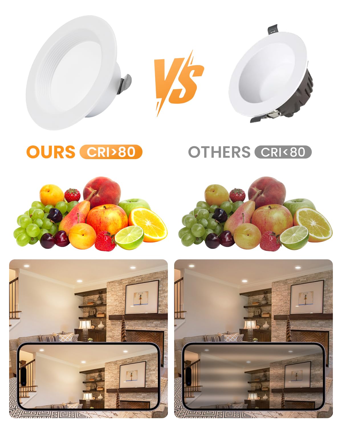 Wembanma 4-Inch LED Recessed Lighting, 9W 800LM, Dimmable, 2700K-6000K, Gold, Wet Rated, Model